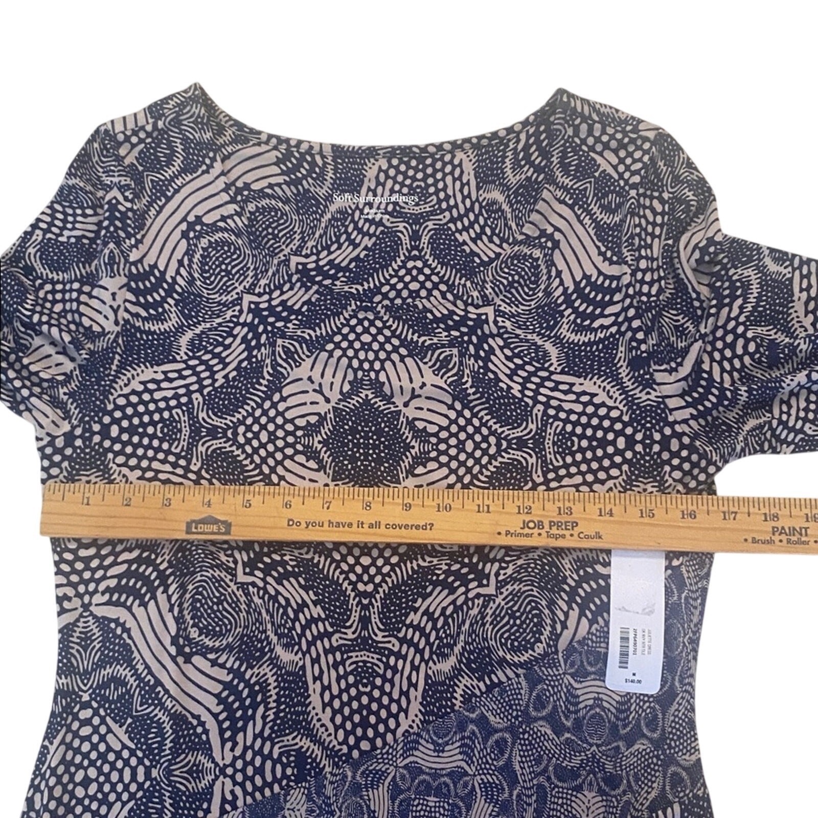 Soft Surroundings Juliette Jersey Maxi Dress Dark Navy Neutral Tile Med NWT $140