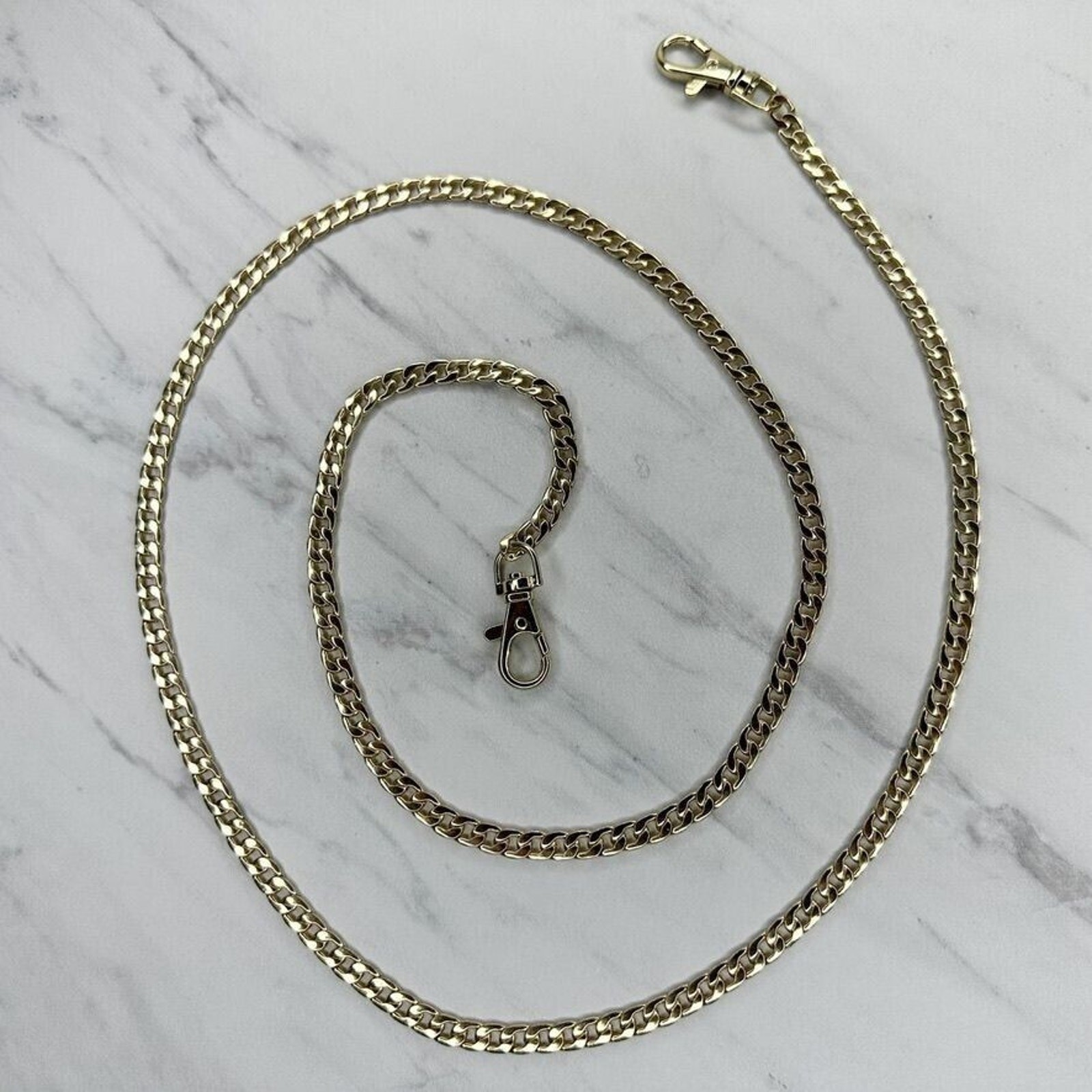 Gold Tone Flat Chain Link Purse Handbag Bag Replacement Strap