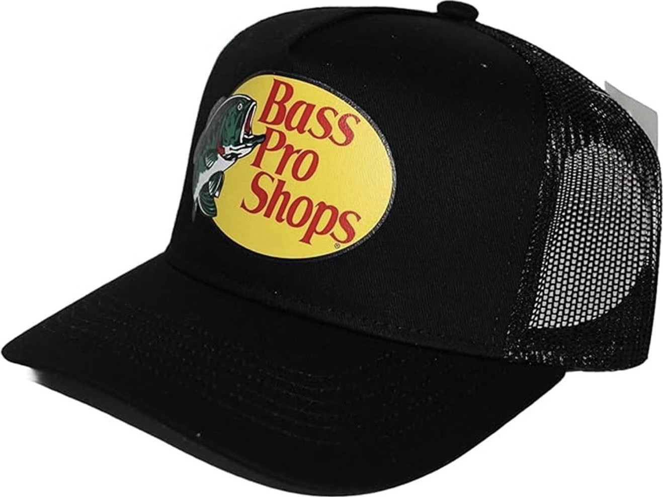Bass Pro Shops Black Trucker Hat Mesh Back Adjustable Outdoor Logo One Size