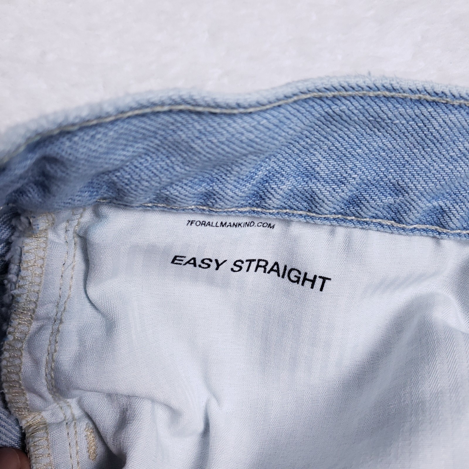 7 For All Mankind 31 Easy Straight High Rise Light Wash Jeans Button Fly Rigid