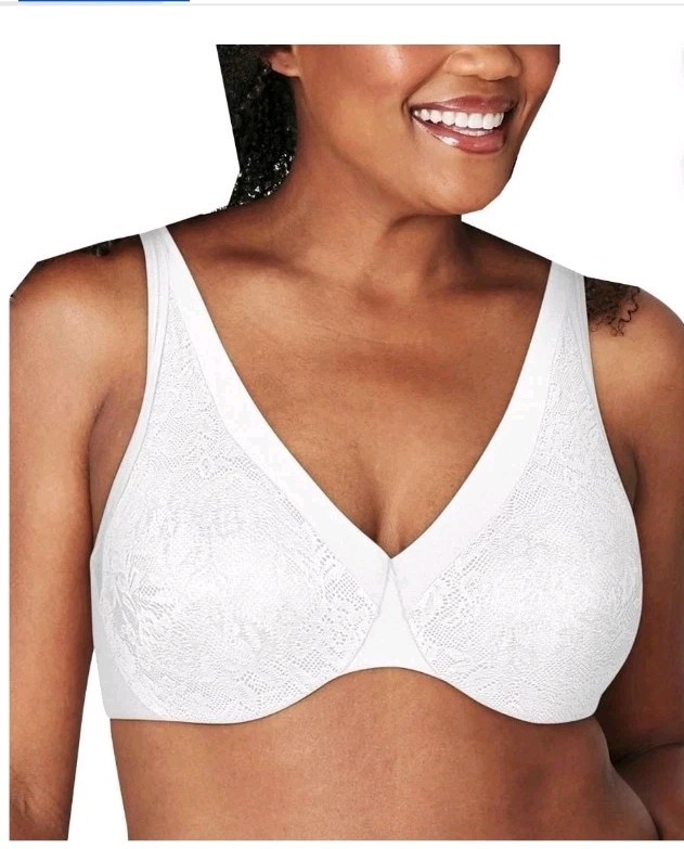 Playtex Secrets Ultra Soft No Poke Dreamwire Underwire Bra 44DDD White Lace 4833