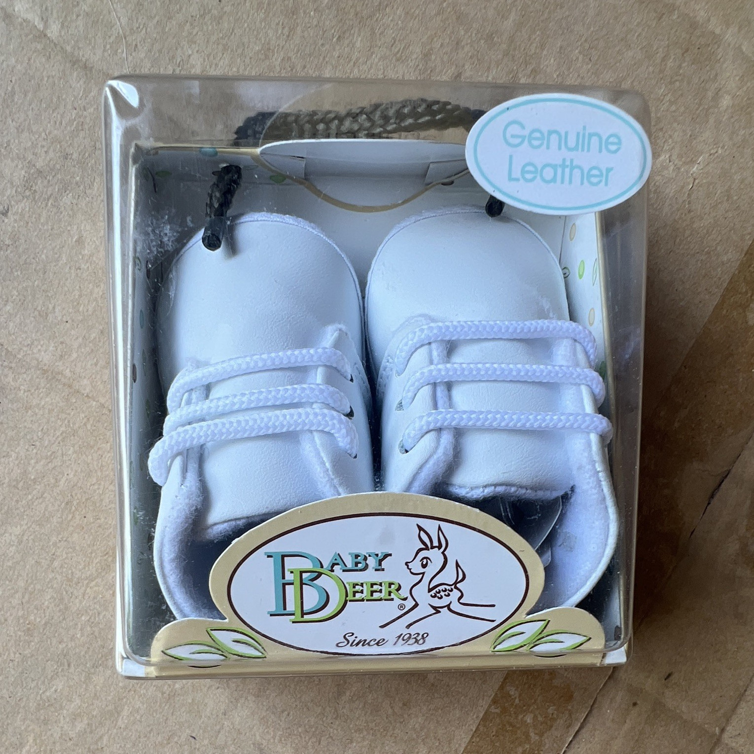 Baby Deer White Leather Lace-Up Oxford Dress Shoes, Size 1 Christening Formal