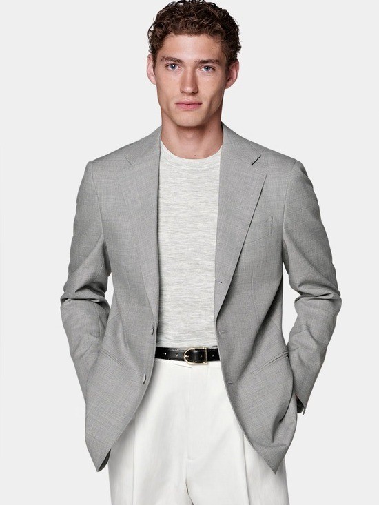 Suitsupply Light Grey Tailored Fit Havana Suit Jacket 38L Pure Wool S120