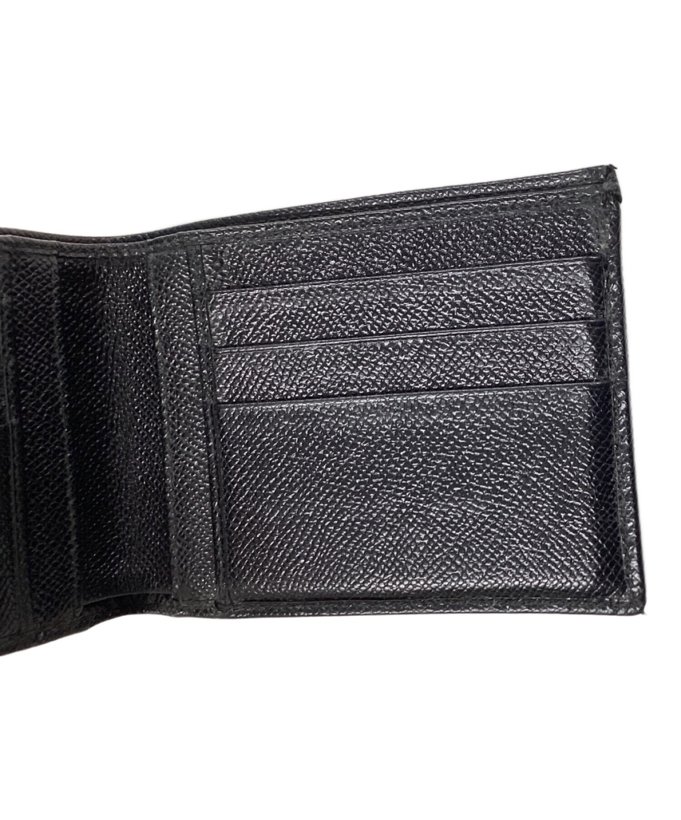 DOLCE&GABBANA Studded Metal Plate Leather Wallet Black Men Auth