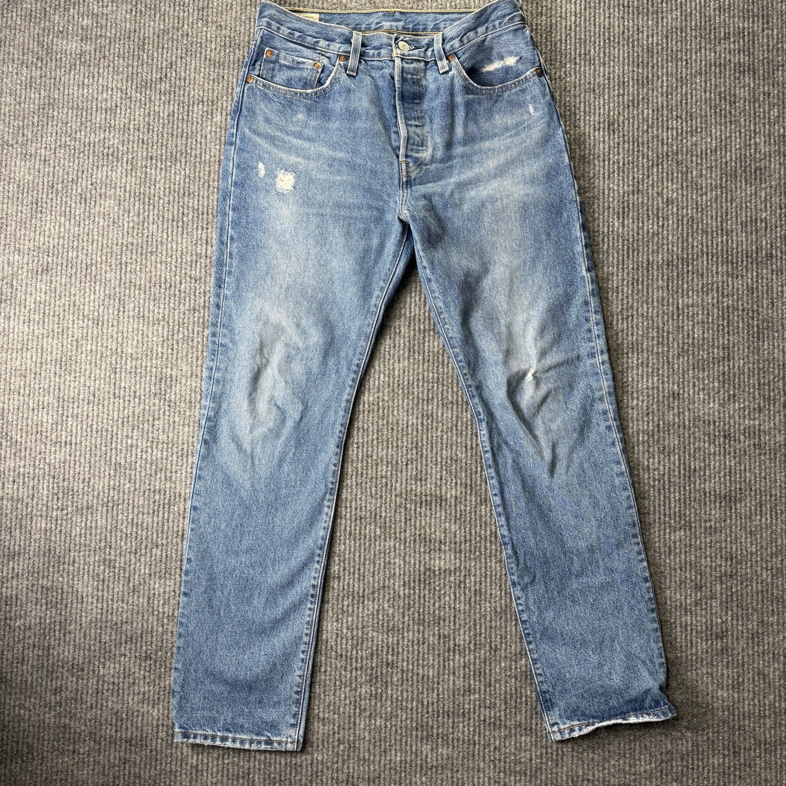 Levi’s Straight Leg Distressed 501 Button Fly Jeans
