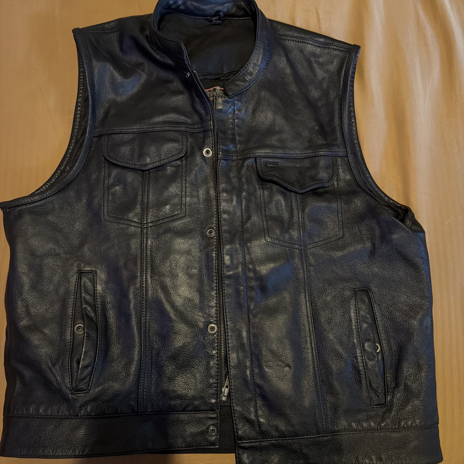 Street & Steel Gunslinger Black Snap Closure Leather Biker Vest Men’s Medium