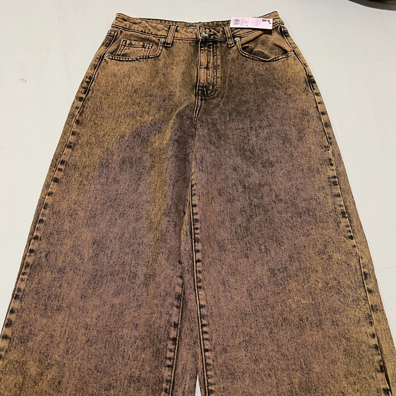 Wild Fable Womens Rust Brown Denim Super High-Rise Baggy Wide Leg Jeans 2/26R