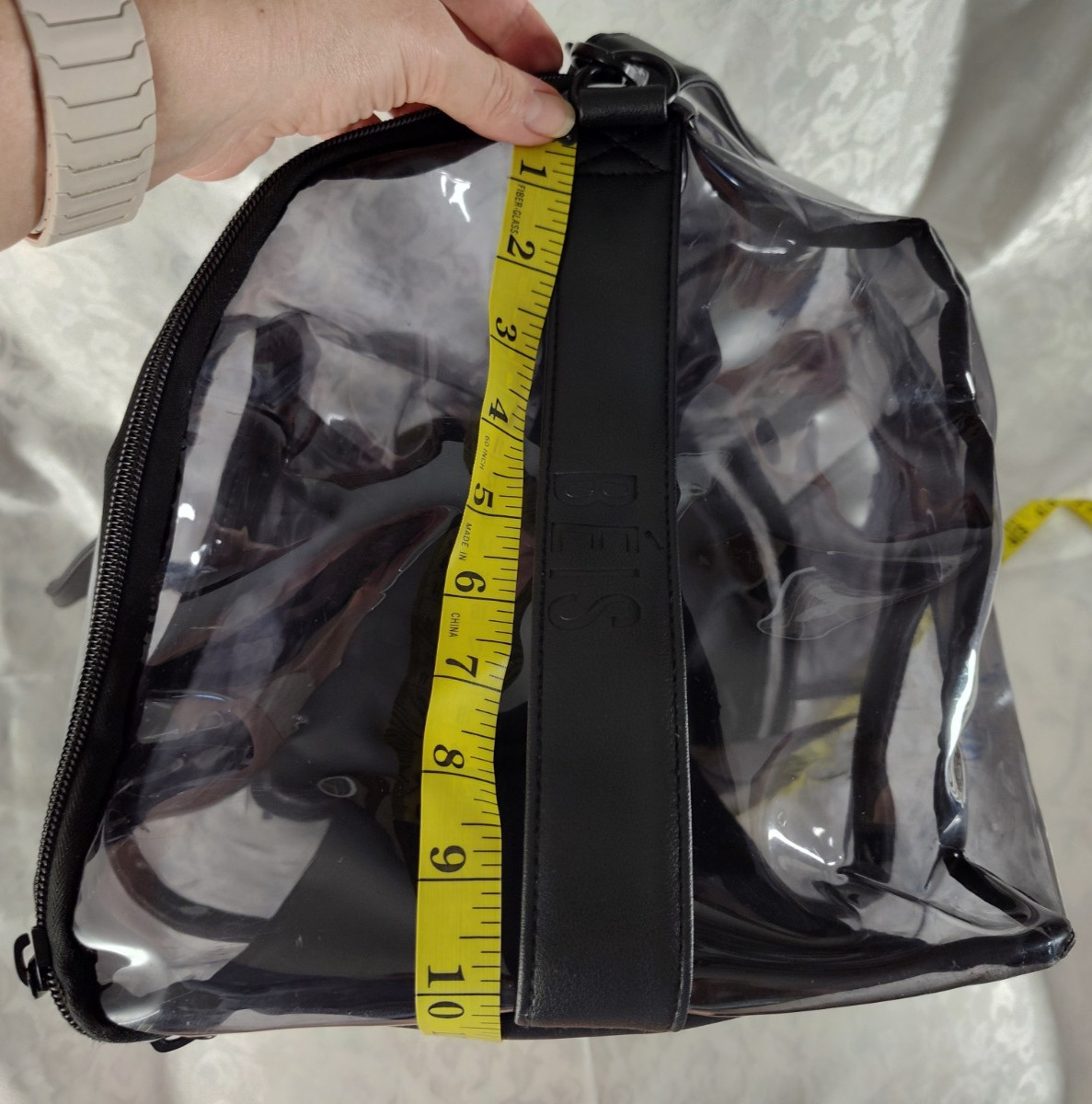 Beis Black & Clear Transparent Duffel Gym Travel Weekender Bag ST42