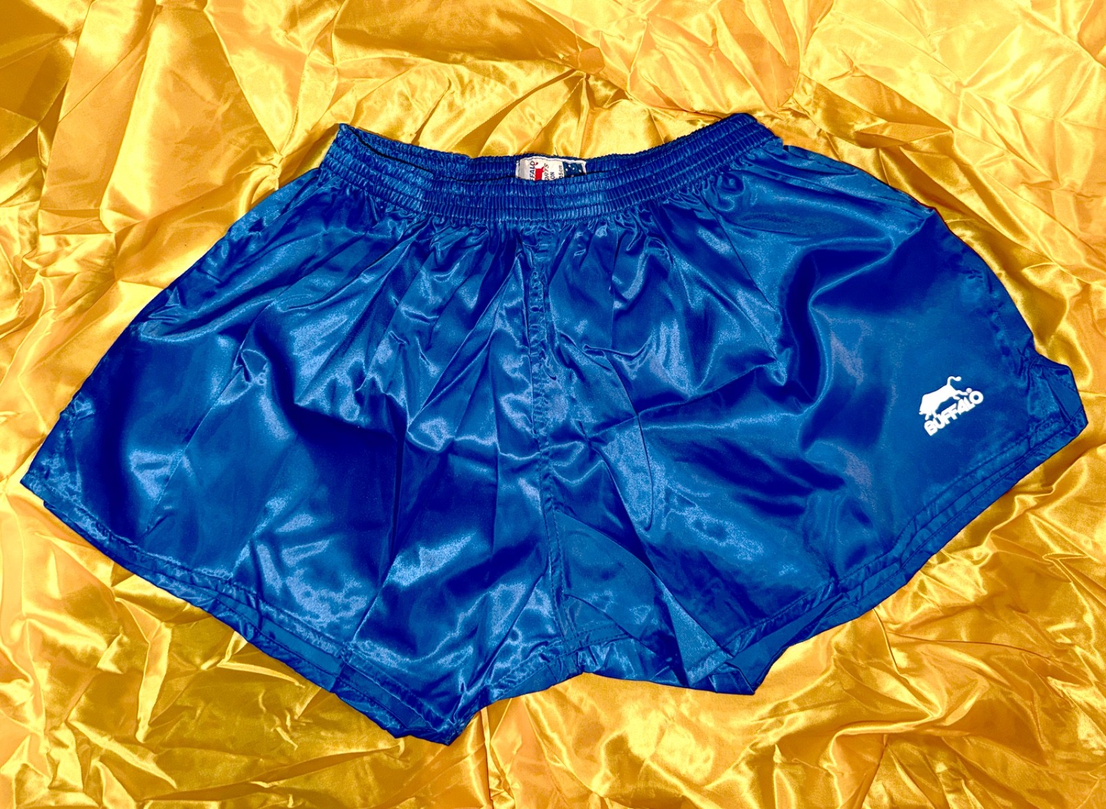 NIB Vintage 80s Royal Blue Buffalo Sports Nylon Satin Soccer Shorts XXL 42