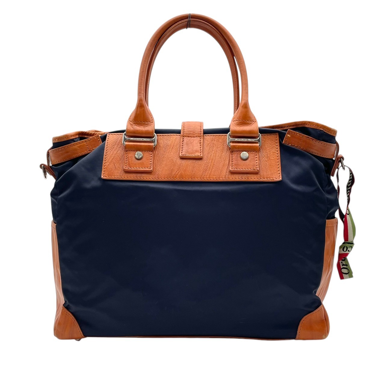 Authentic OROBIANCO WANDALA Tote Bag Business 2Way Shoulder Nylon Leather Navy
