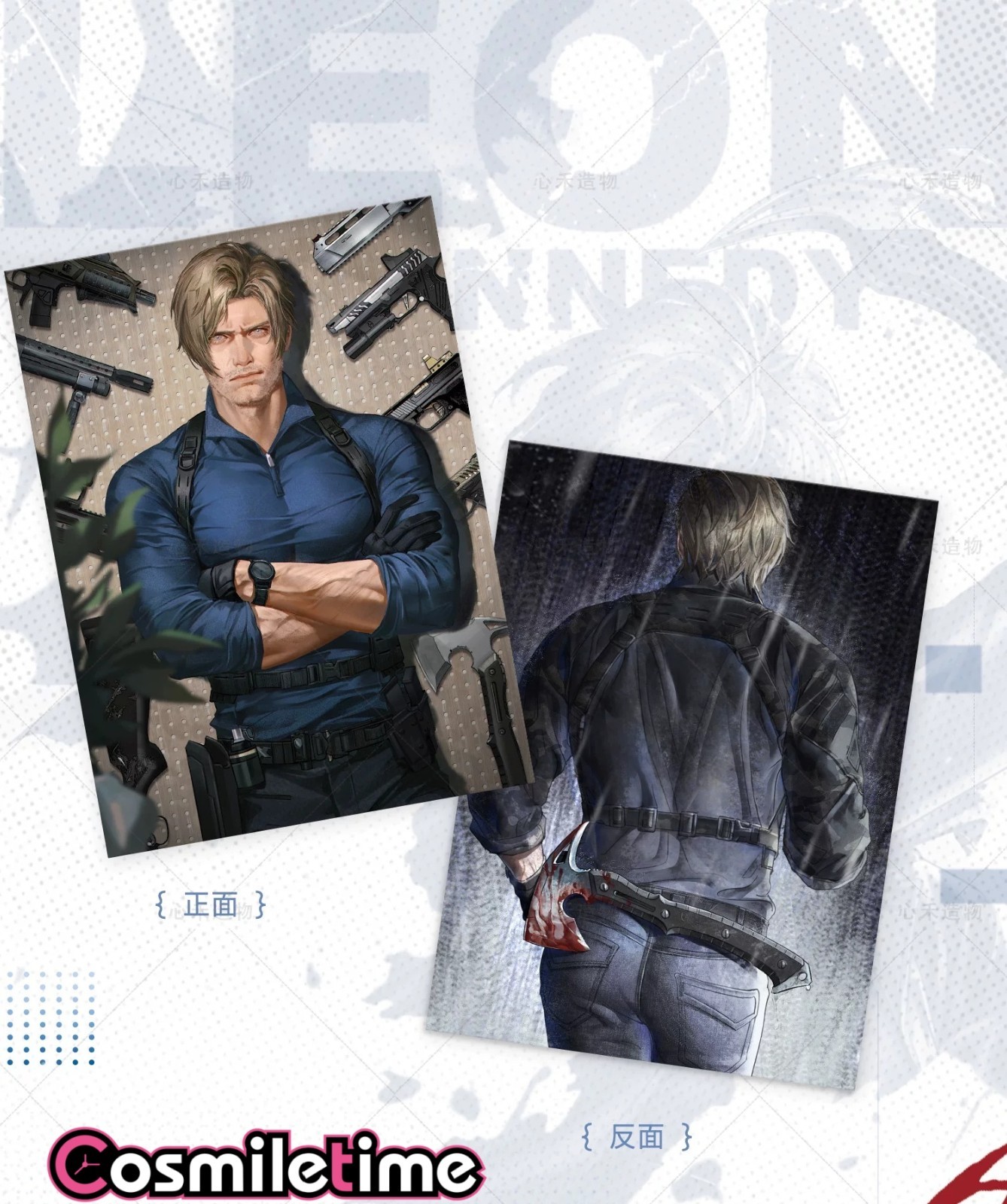 Leon Scott Kennedy Acrylic Stand Postcard Color Paper Badge Set Collection YZ