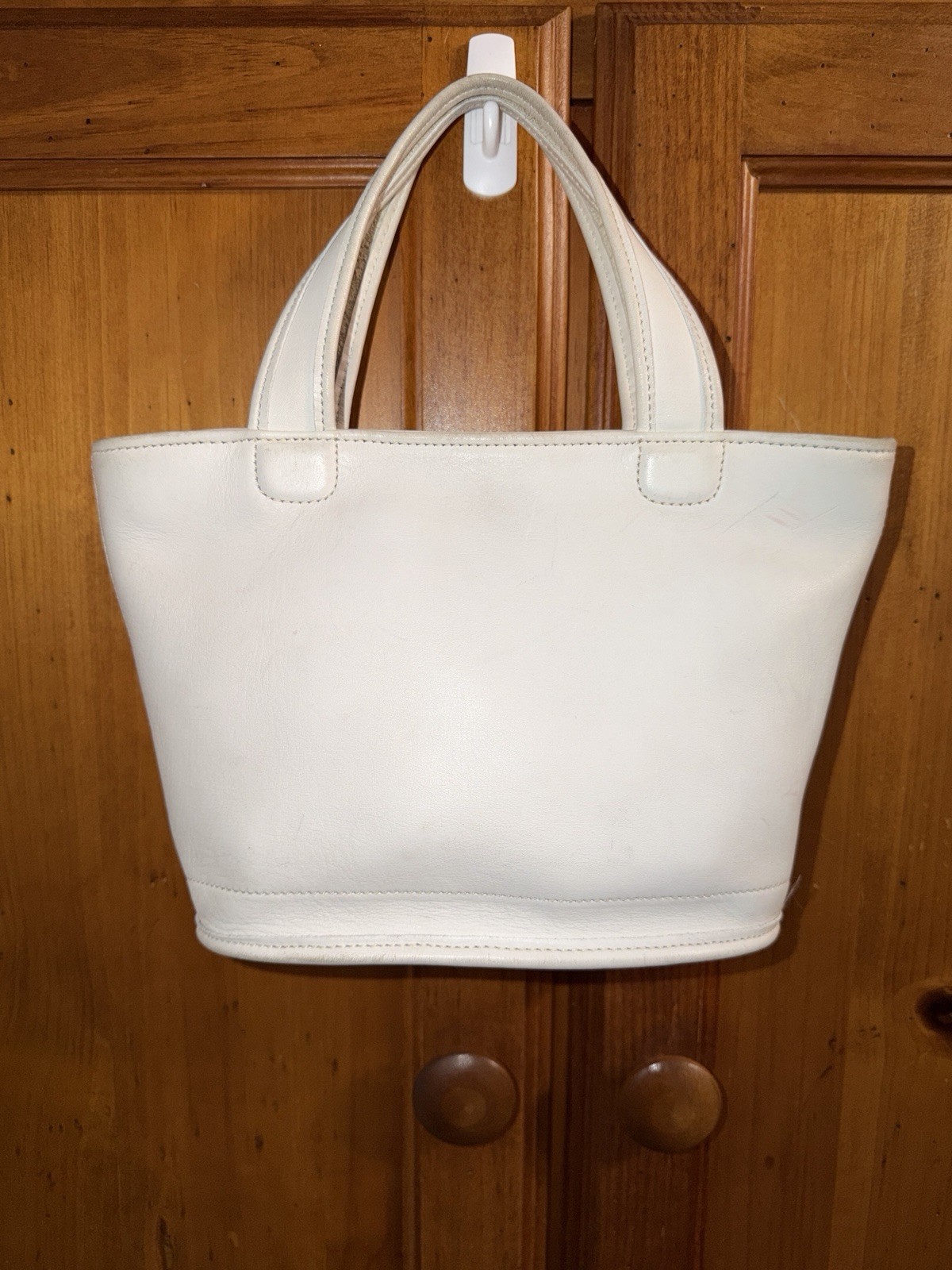 Coach 9301 Bleecker Basket Satchel White Leather Bag Vintage Purse Top Handle