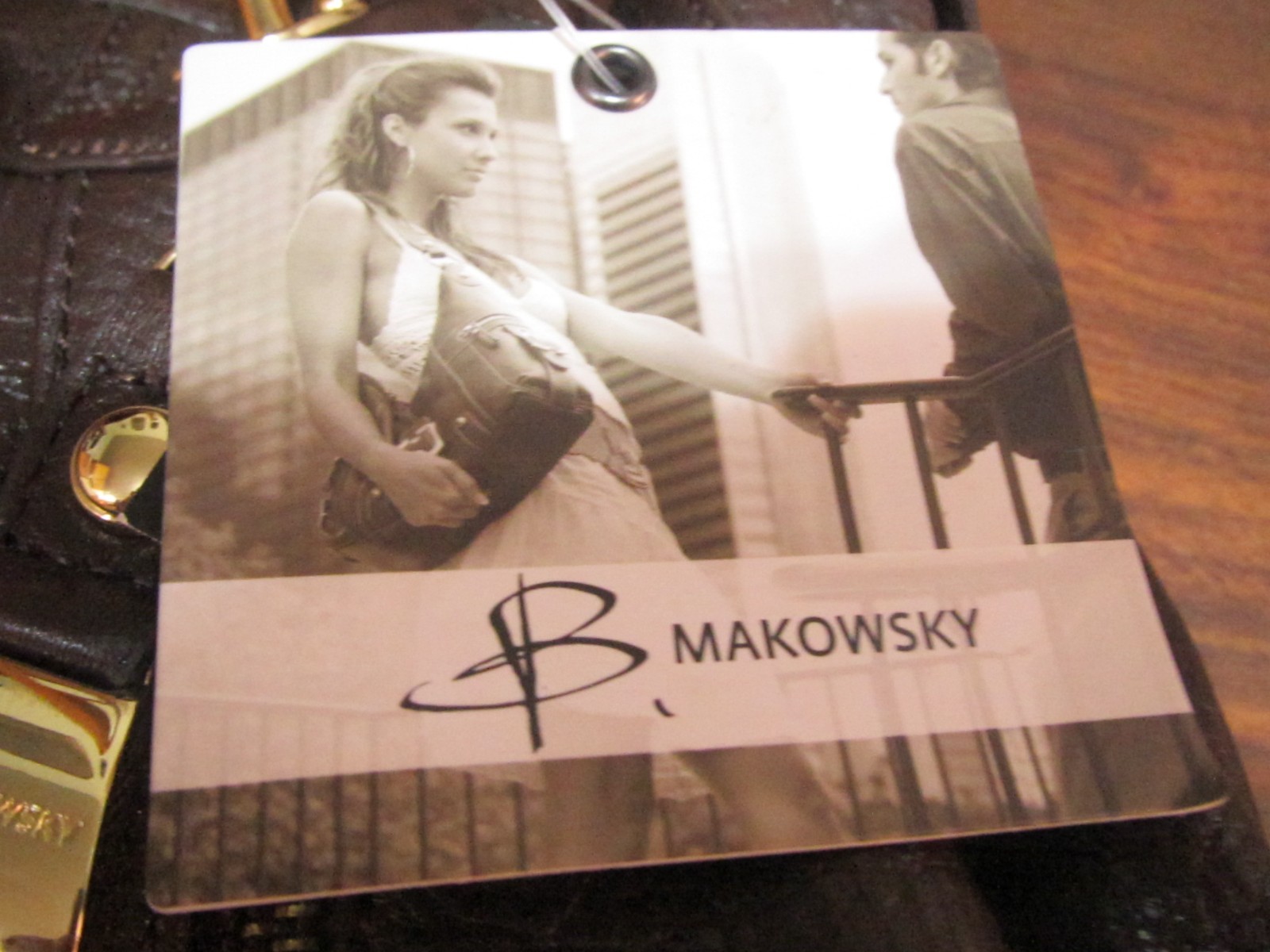 NWT! B. MAKOWSKY DARK BROWN PEBBLE LEATHER DOUBLE HANDLE HOBO TOTE BAG PURSE