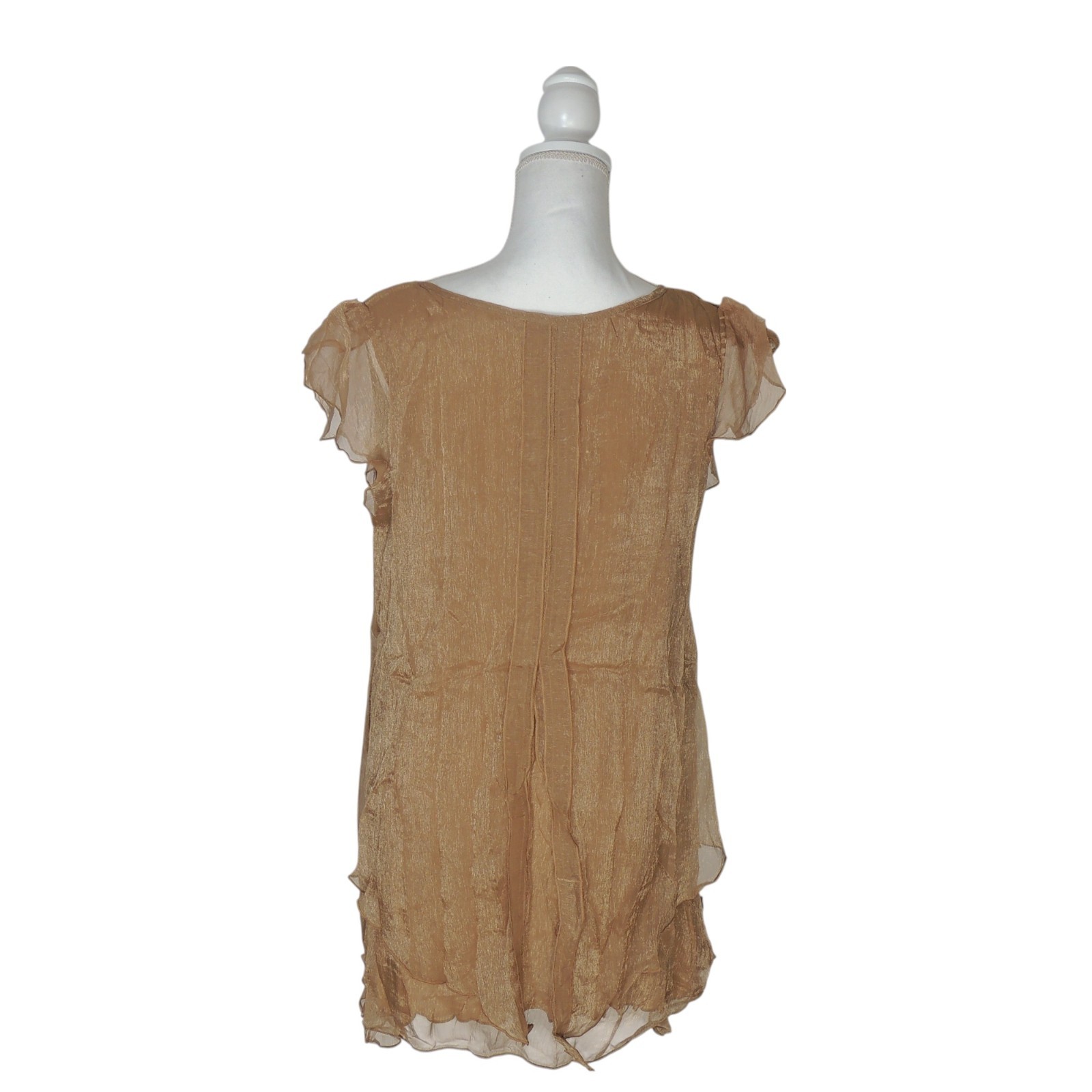 Pretty Angel Brown Fairy Whimsical Shimmer Sheer Lined Tunic Top 11090 Large