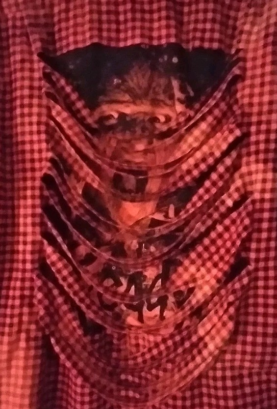 Upcycled Distressed Bleached Flannel Shirt W/ Custom FREDDY KRUGER back Patch