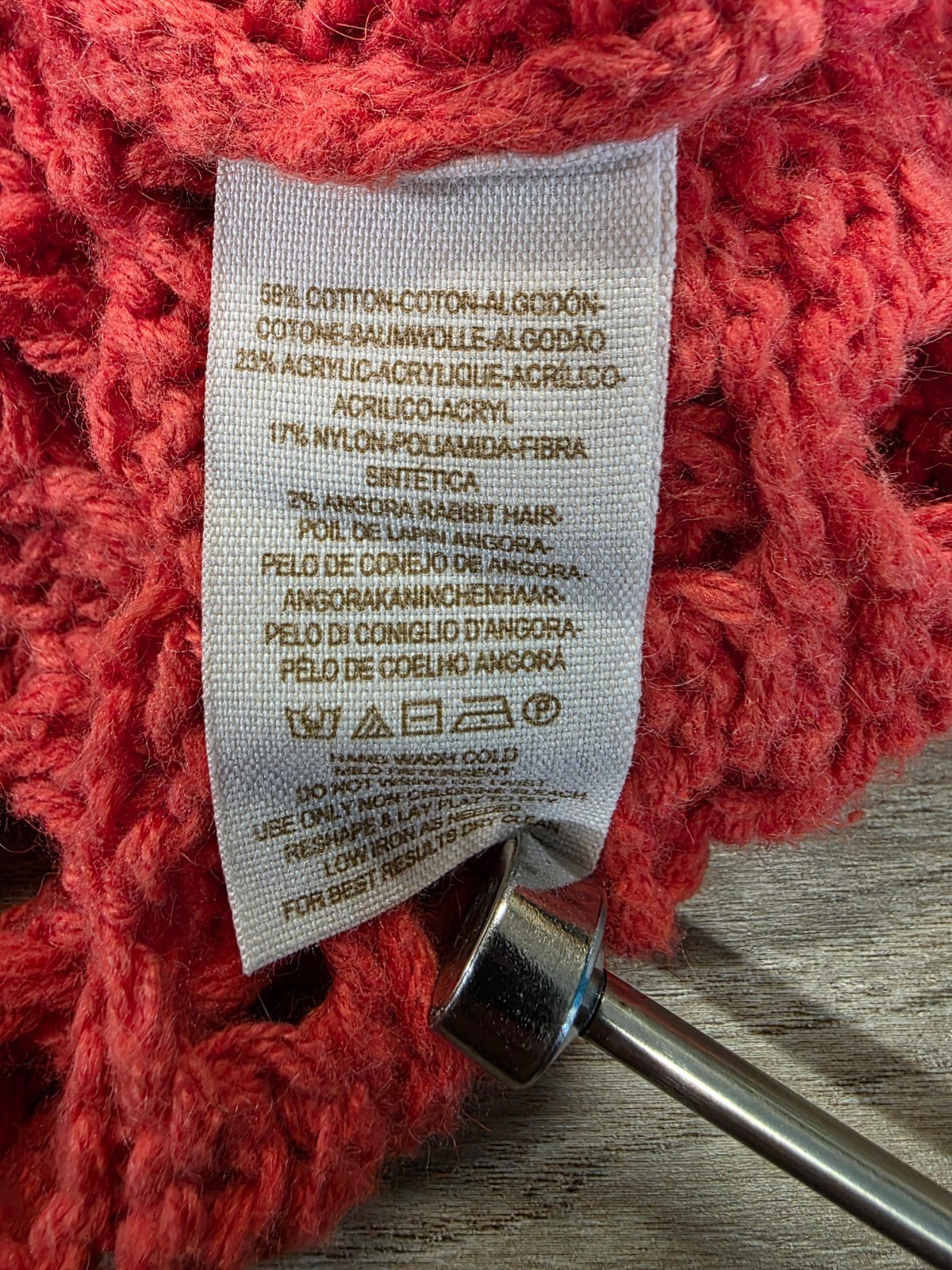 FREE PEOPLE SWEATER WOMENS SZ. M ORANGE PULLOVER SEASONS CHANGE OPEN KNIT FLAWS