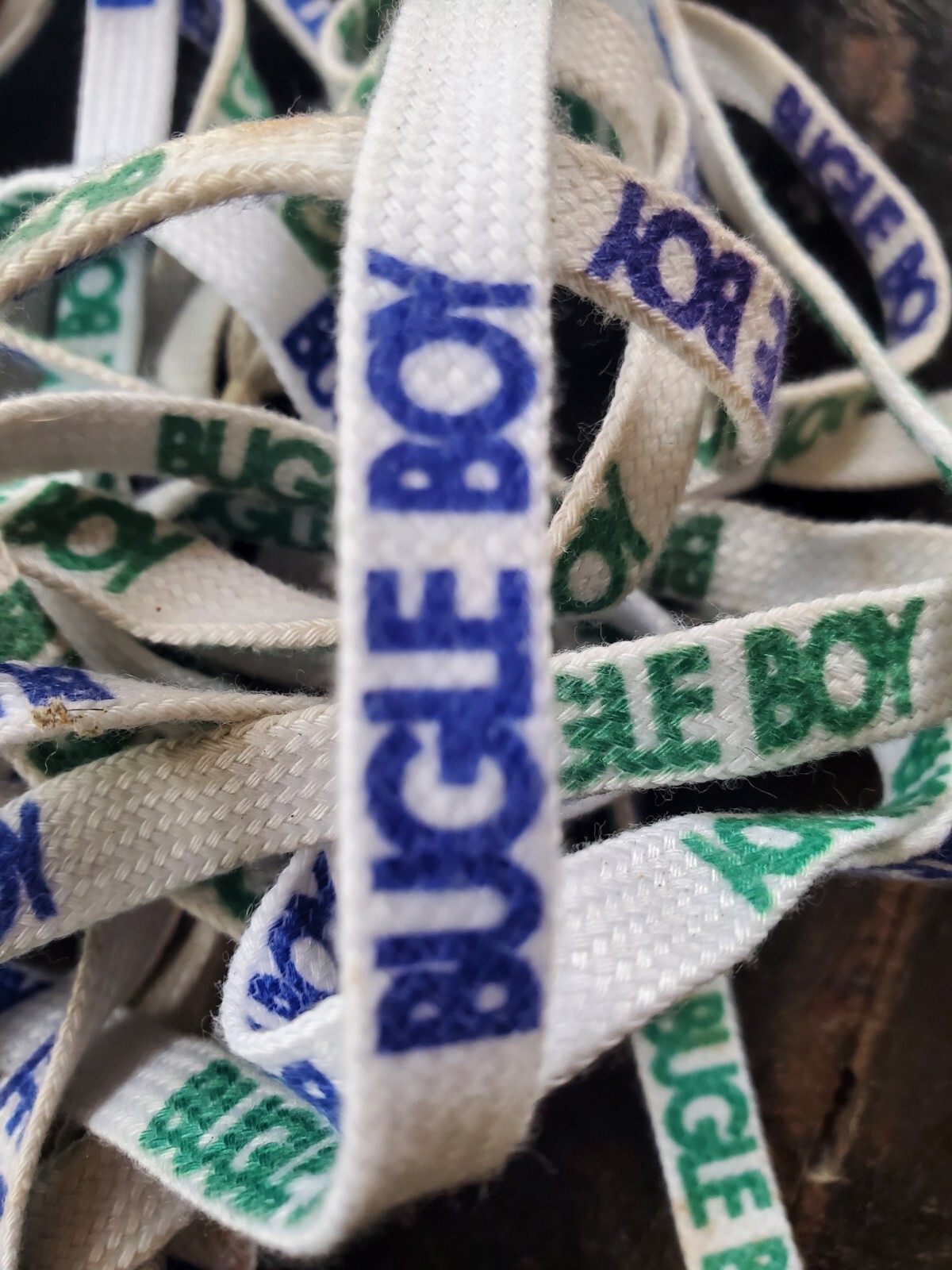 2 pairs x 53″ vintage BUGLE BOY Blue & Green Logo Long shoe laces 1990’s