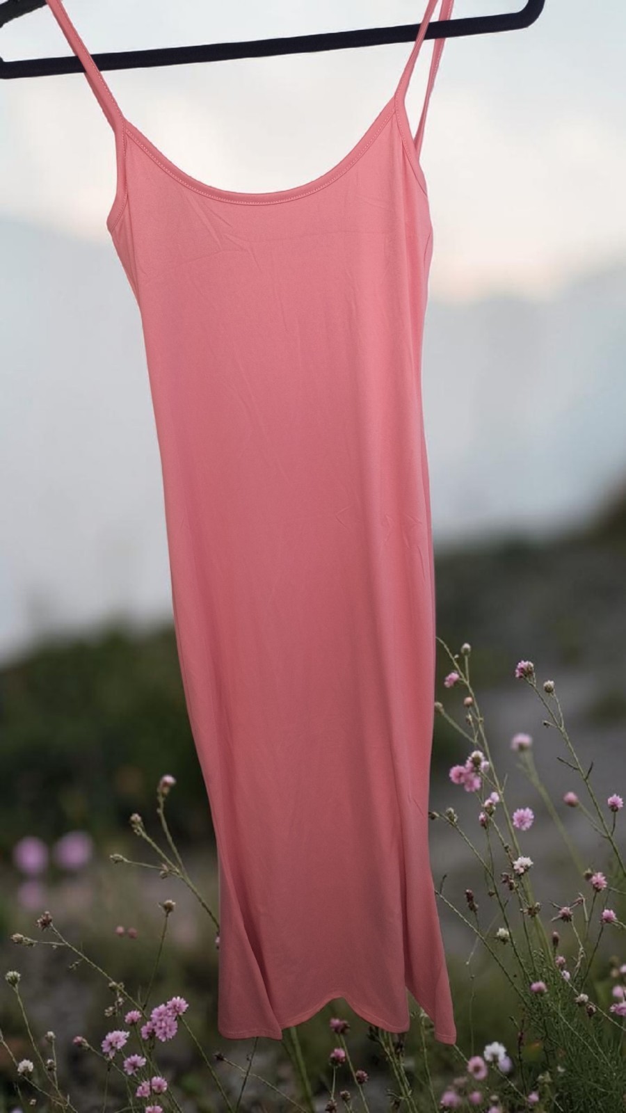 Pink Full Slip Dress Women’s Size M 95% Viscose Knit Solid Spaghetti Straps