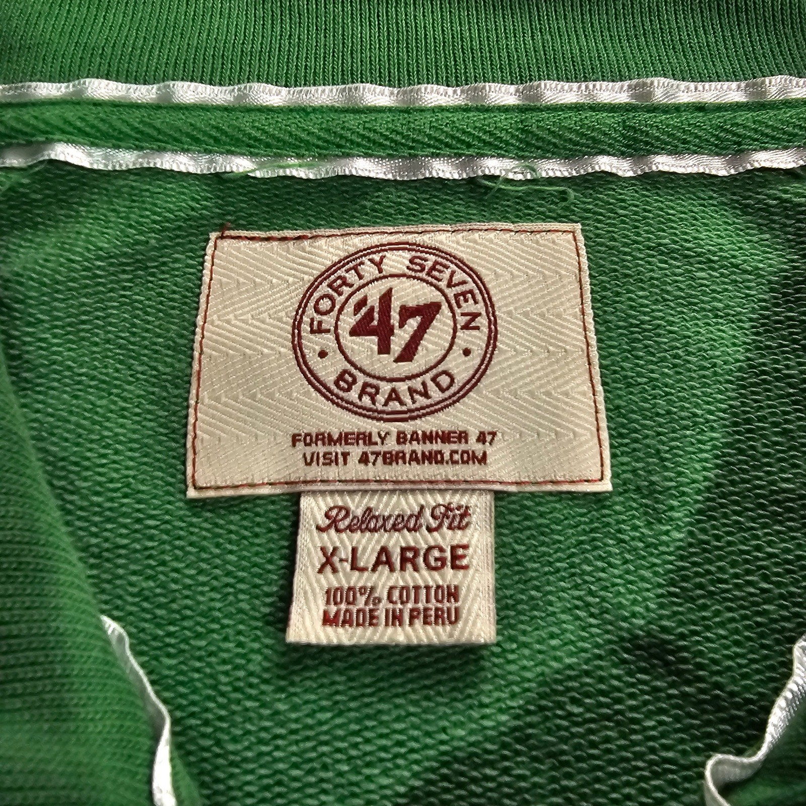 47 Brand Notre Dame Fighting Irish Sweatshirt Mens XL Full Zip Green Relaxed Fit