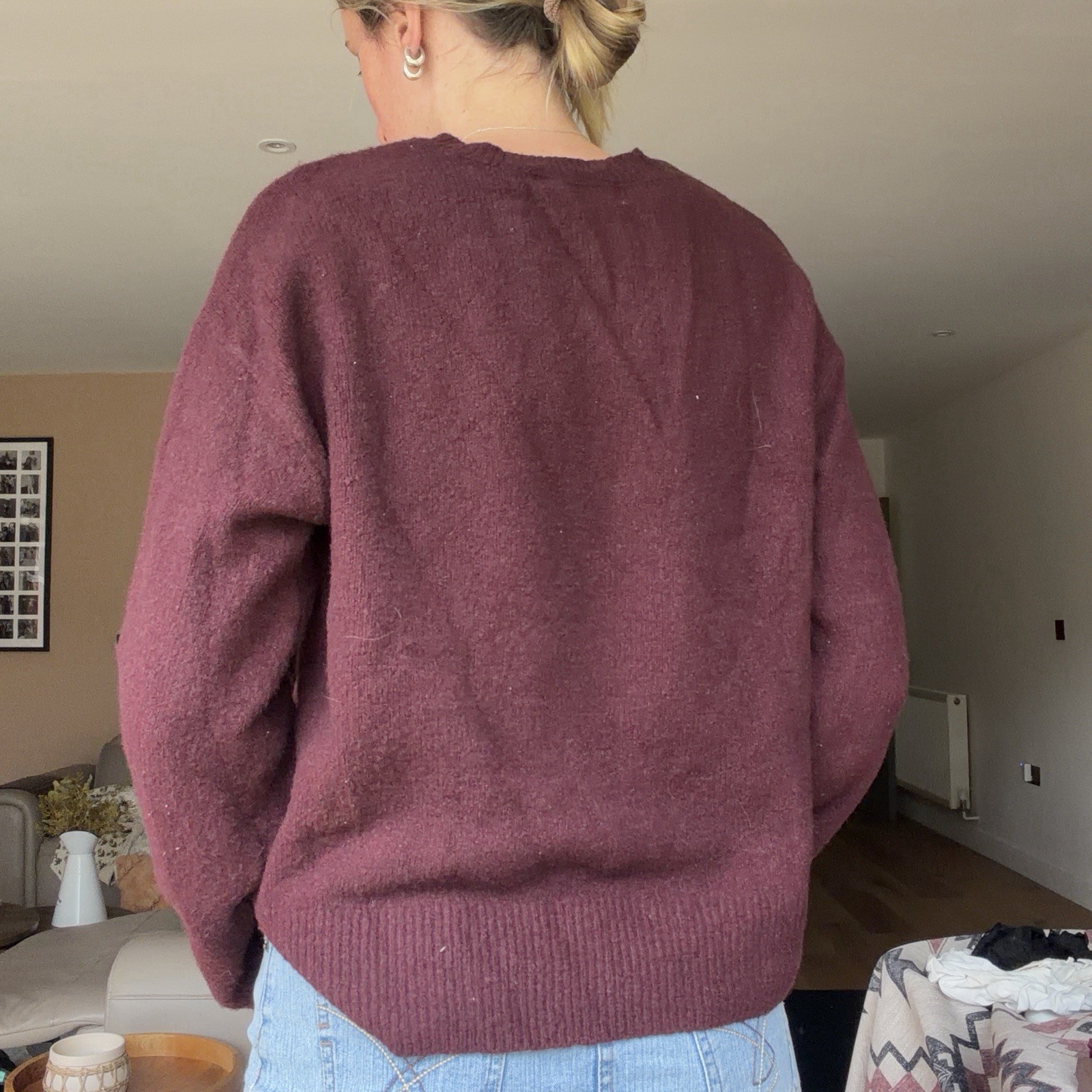 SUPRE RED BURGANDY KNITTED LONG SLEEVE PULLOVER SWEATER JUMPER KNIT Size XS