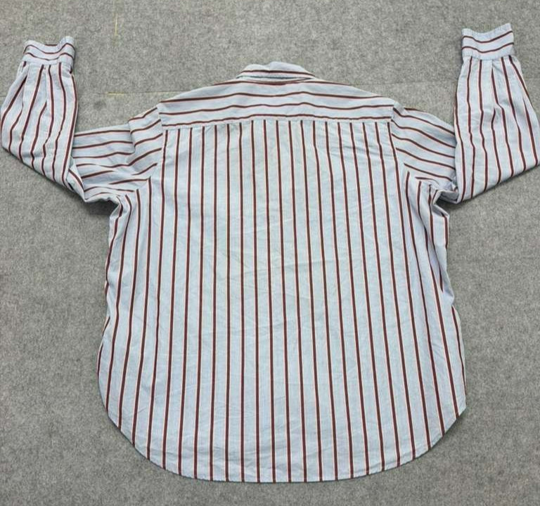 Frank & Eileen Button Down Shirt Men’s Large Blue Red Striped Woven in Italy