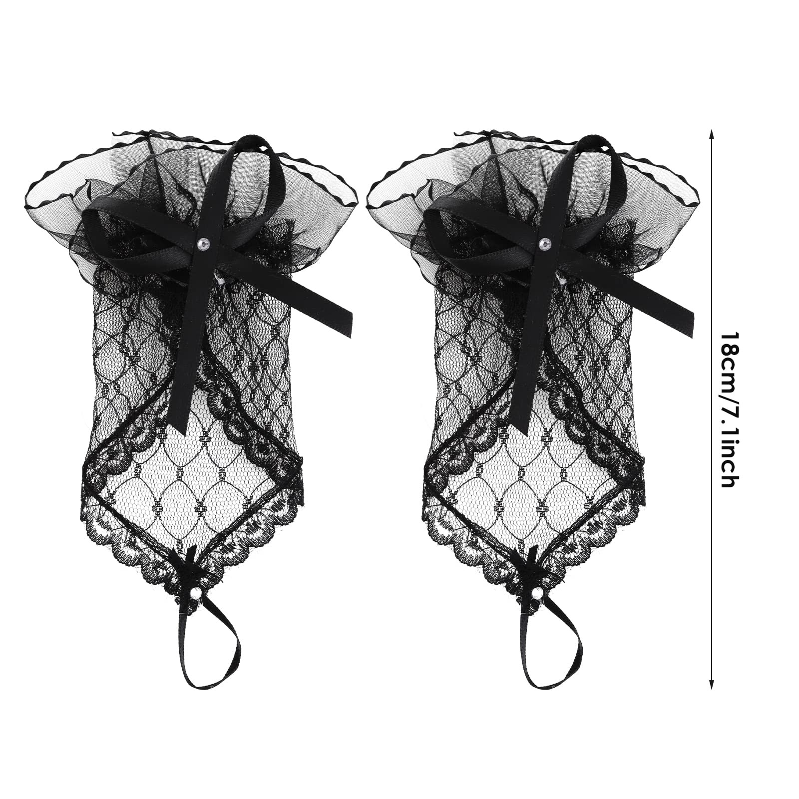 Yolev Wedding Fingerless Rhinestone Lace Gloves Length: 18cm/7.1inch, Black