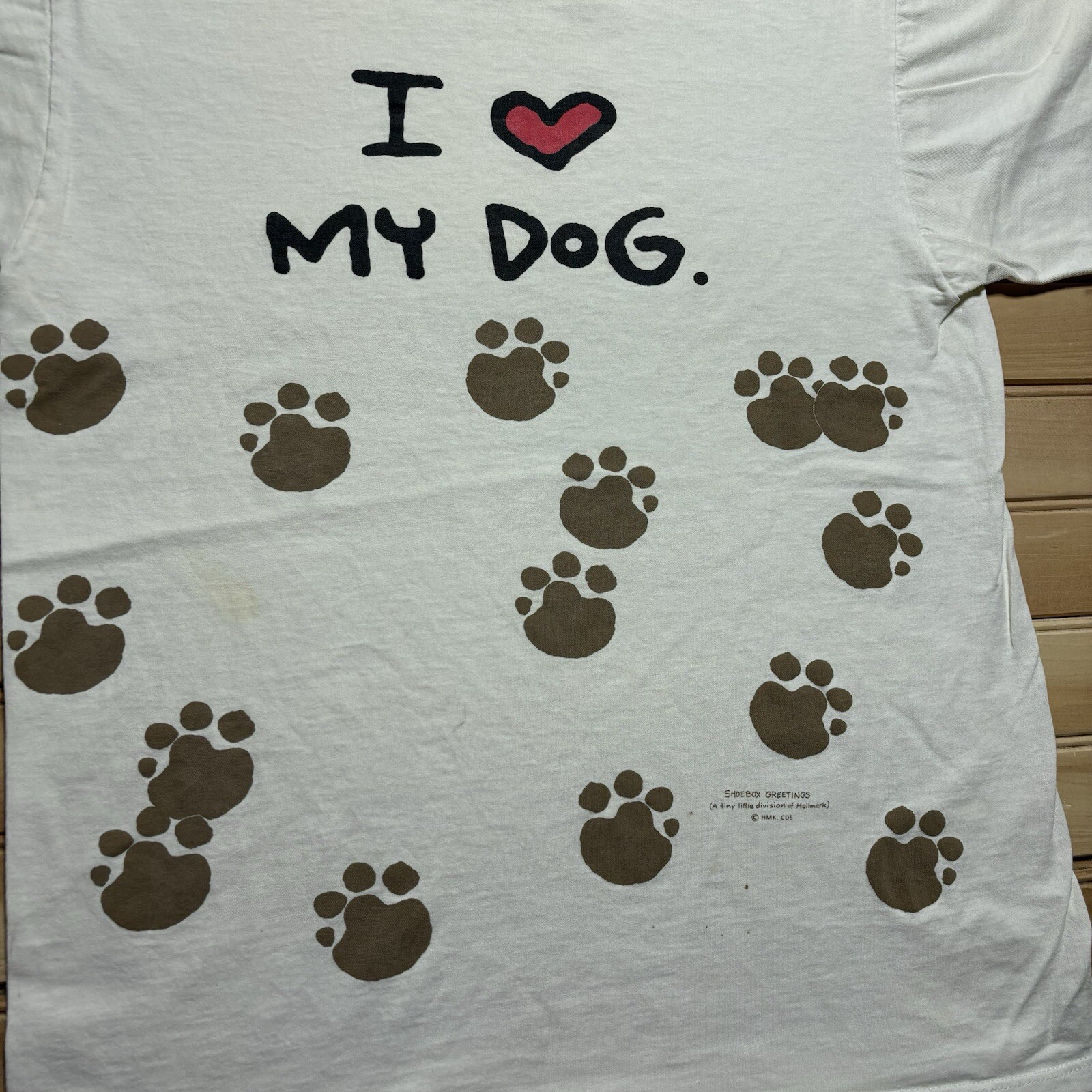Vintage 90s I Love My Dog Paw Prints All Over Print AOP Shirt Size Large