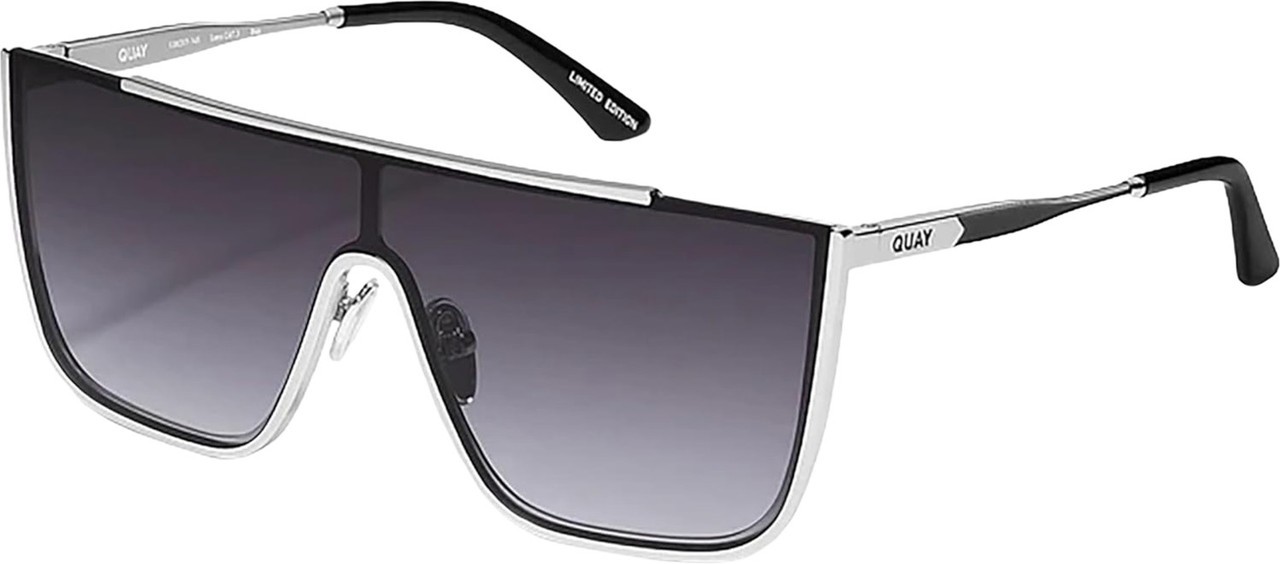 QUAY Australia Nightfall Chrome Semi-Rimless Sunglasses Silver/Smoke Grey 142 mm