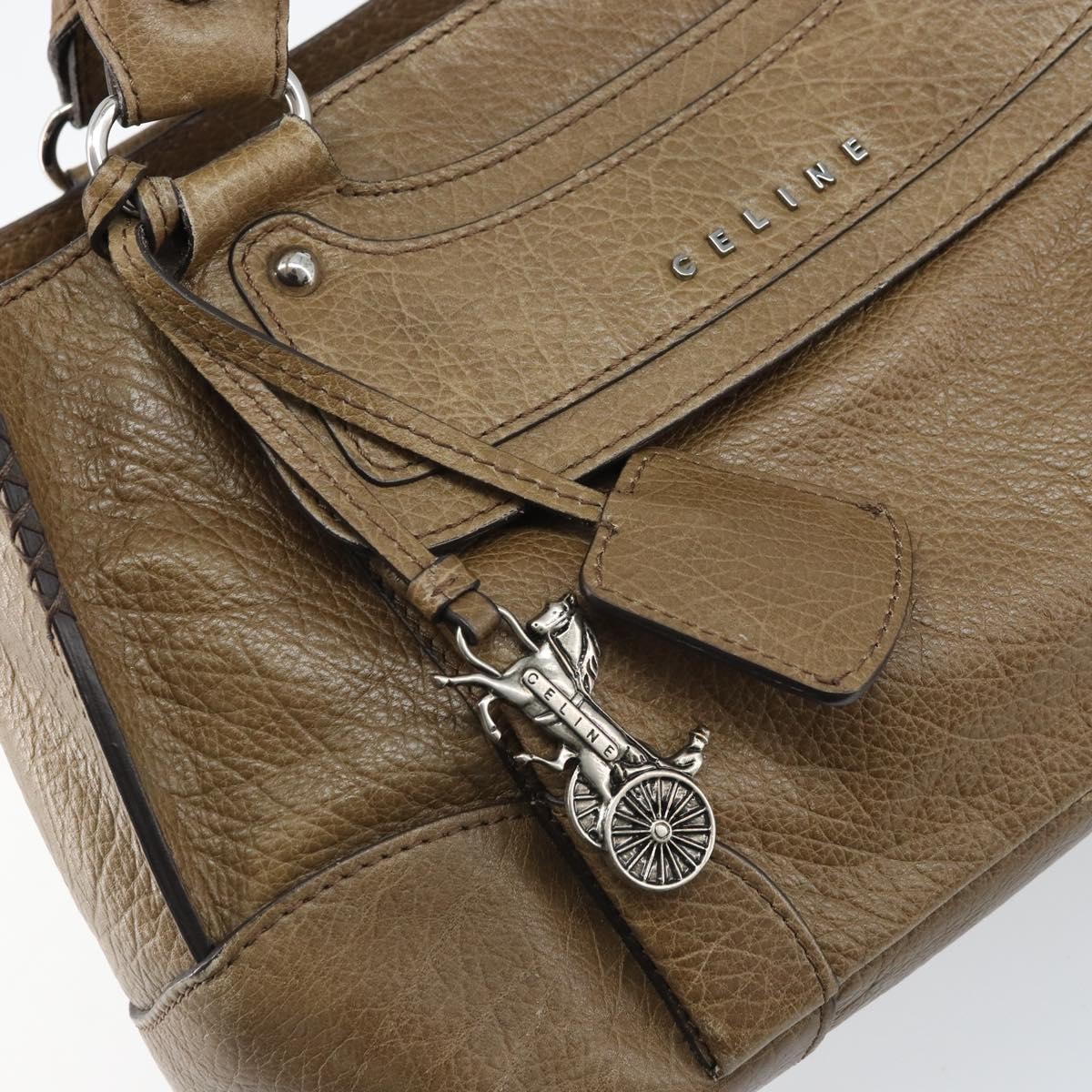 CELINE Boogie bag Hand Bag Leather Brown Silver Auth 166786