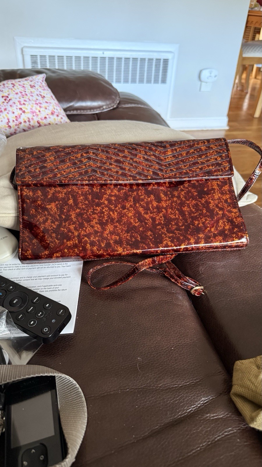 Fendi Tortoiseshell vintage authentic Trim Leather Brown & Amber Accents w/COA
