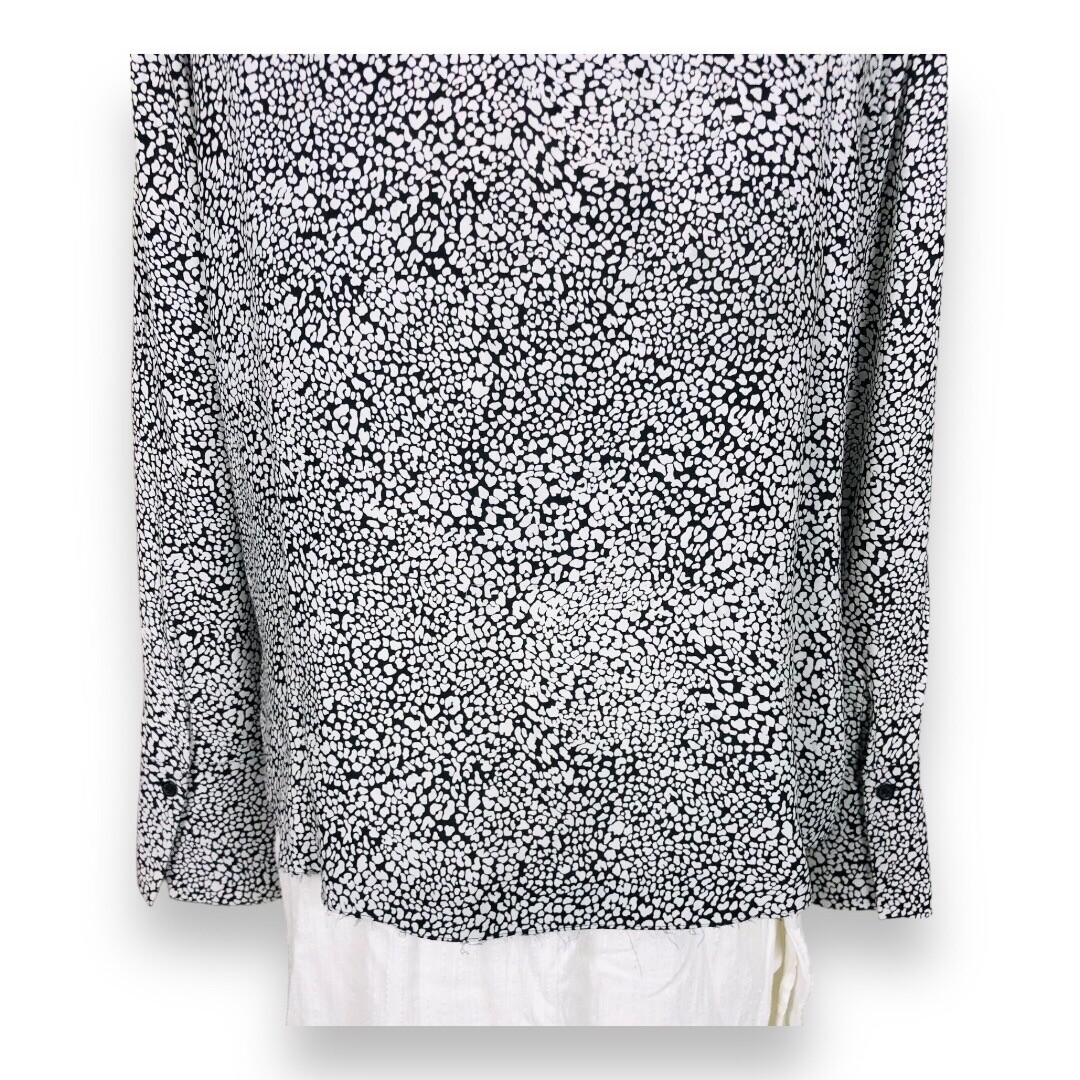 Robert Rodriguez Silk Blouse Size 6 Black White Abstract Print Long Sleeve