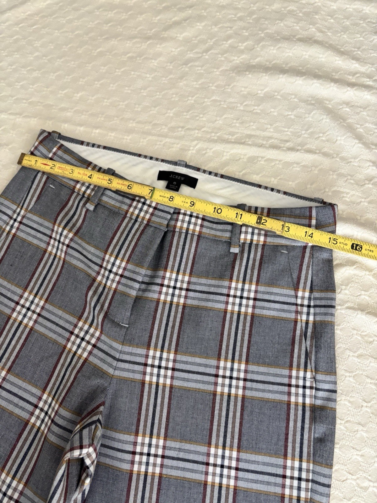 J.Crew Plaid Cropped Trousers Size 6 Gray Office Academia Minimalist Chic