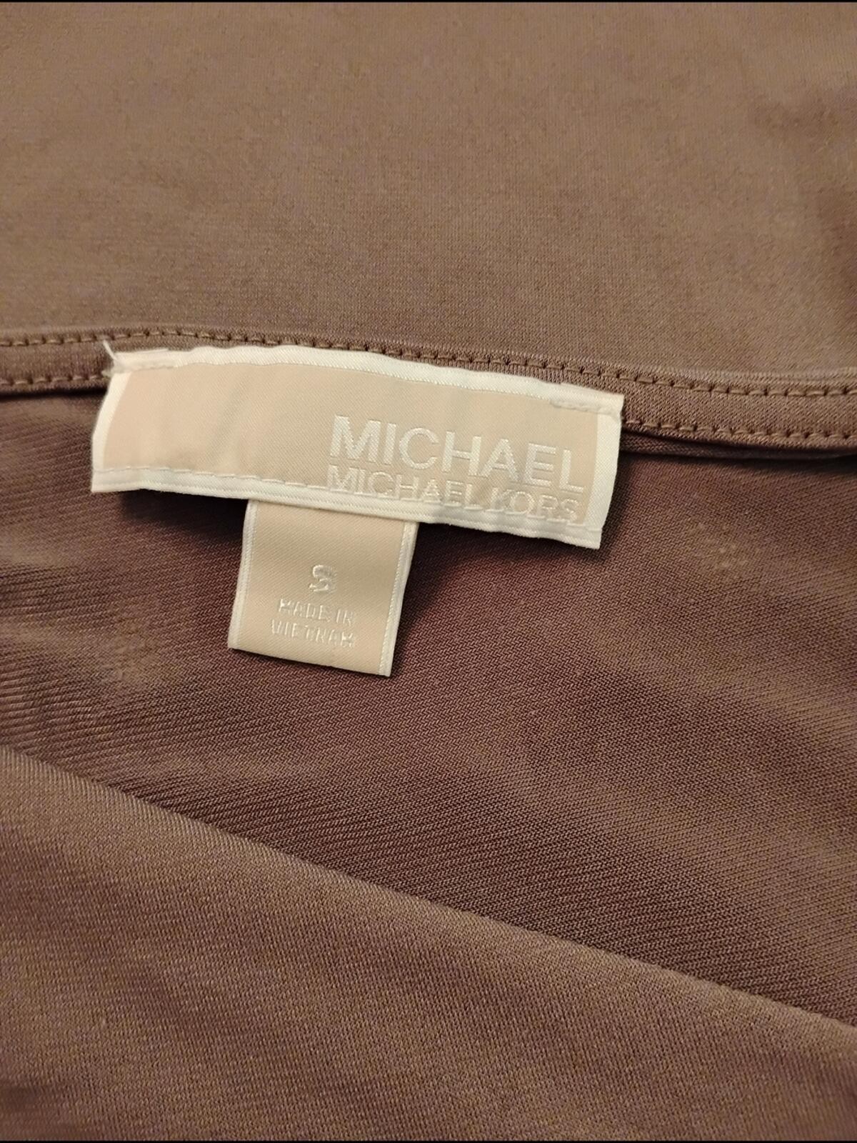 Michael Kors Taupe Sleeveless Draped Shoulder Top