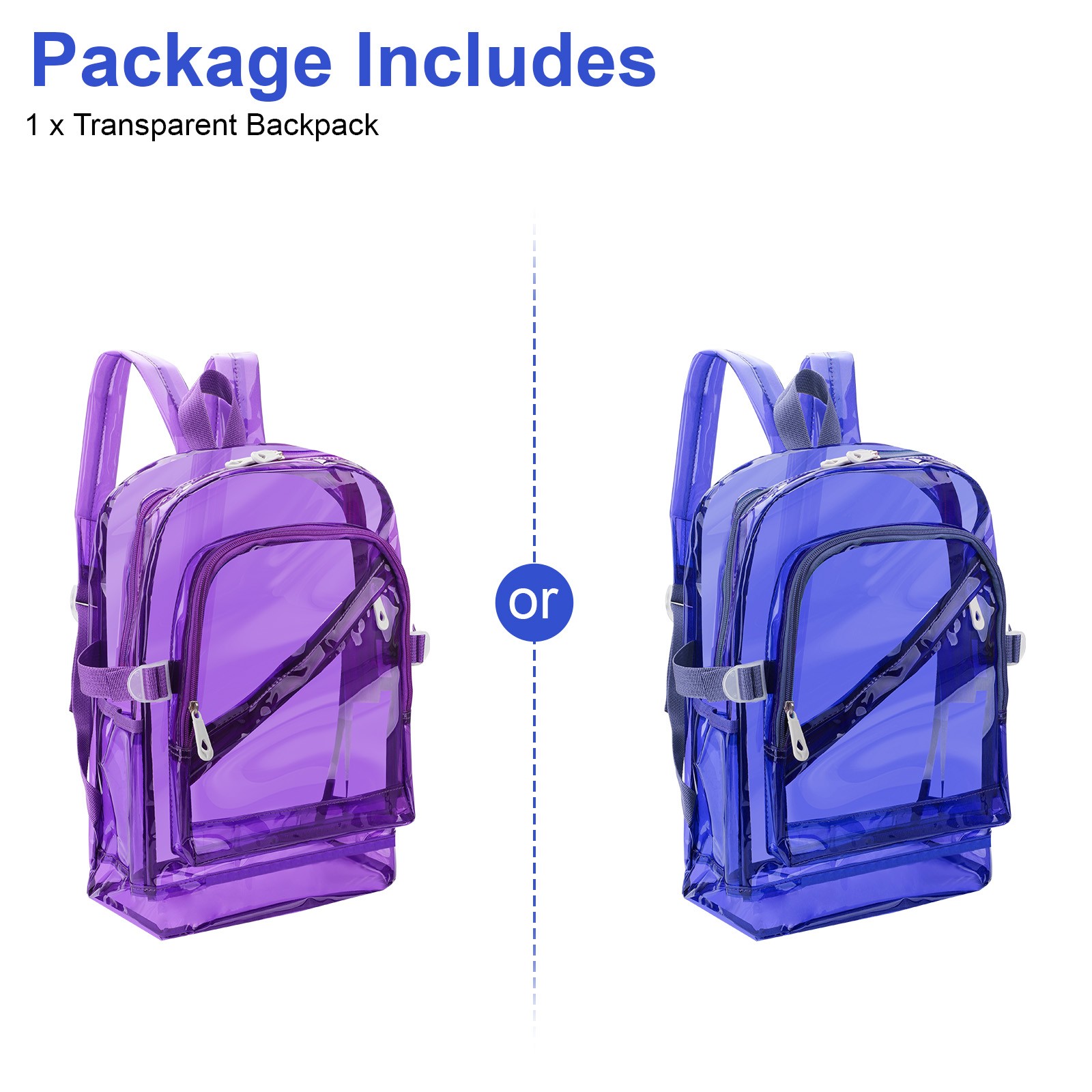 Heavy Duty Clear Backpack Waterproof Transparent Sling Bag School Travel Bookbag