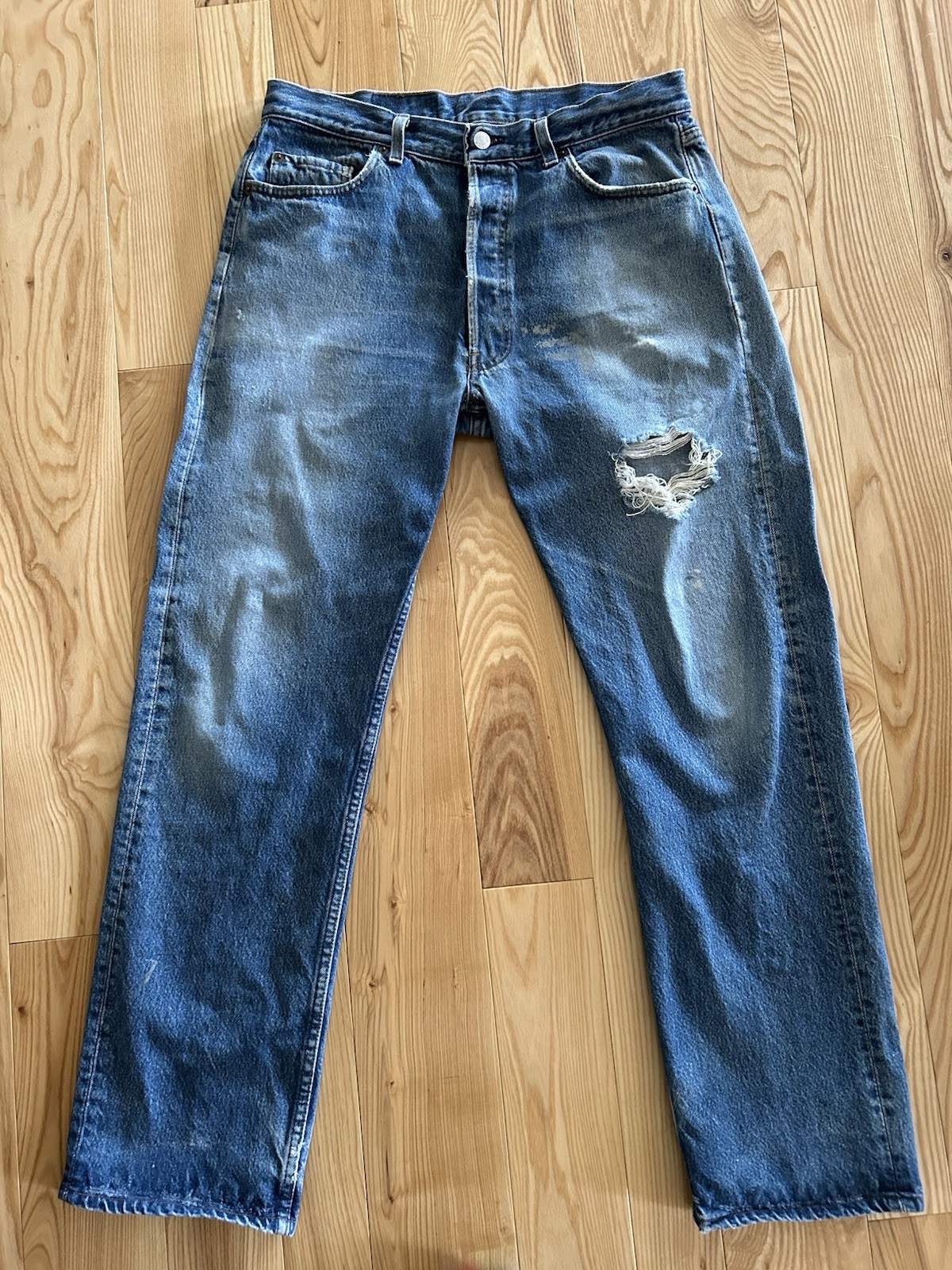 Vintage 80s Levi’s Denim Jeans 501 0118 36×32 (34×31) Made in USA Distressed