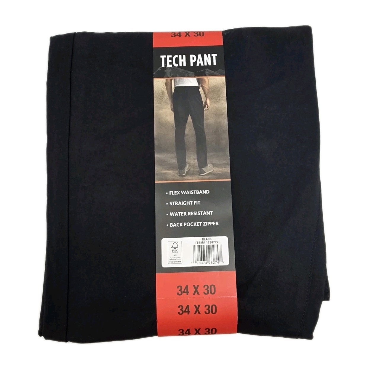 Weatherproof Men’s 34×30 Straight Stretch Tech Pant Flex Waistband Zip Pocket