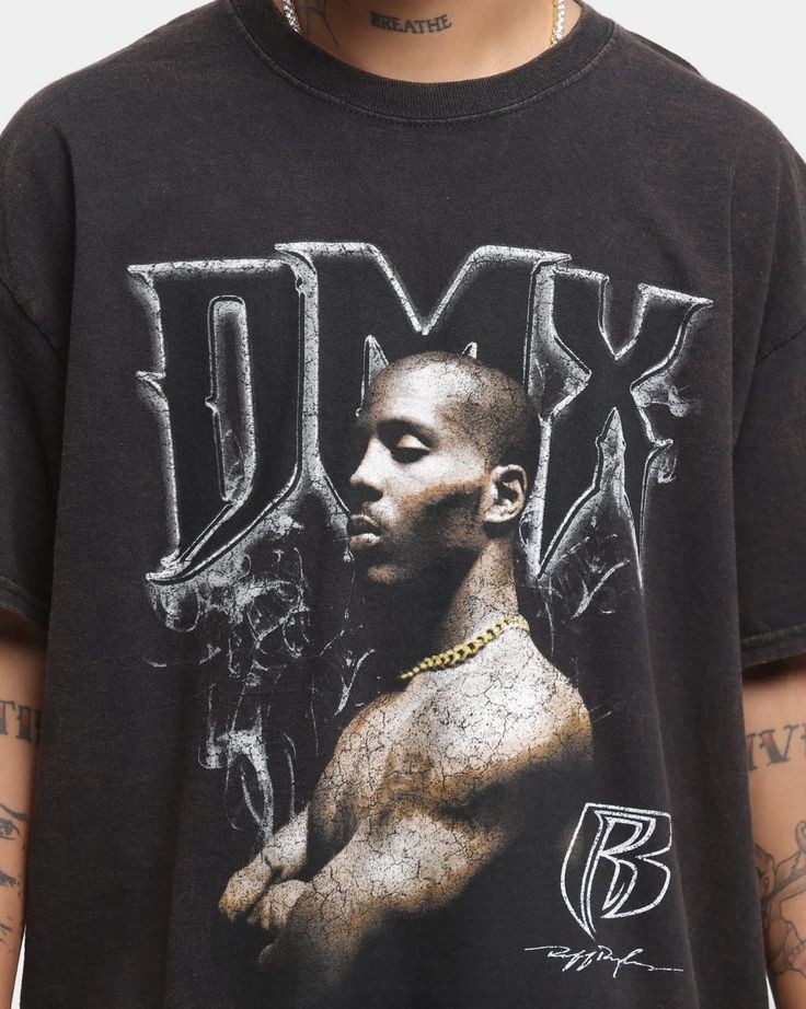 90s DMX Signature basic black Rap tee Hip Hop T shirt Classic tee NH21333