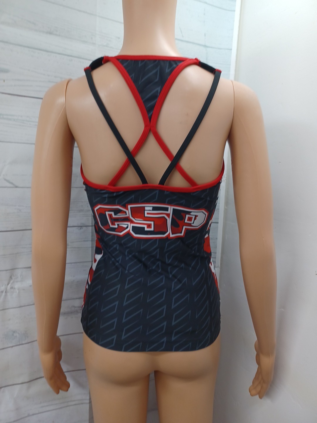 Varsity Spirit Xtreme CSP Black Red Cheerleader Cheerleading Top Sz M