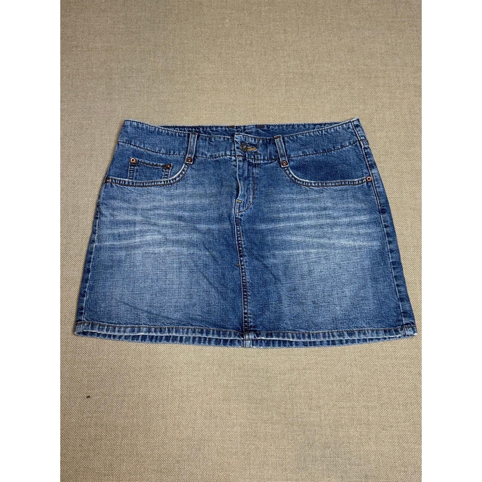 Vintage Lucky Brand Denim Mini Skirt Women 8/29 USA Made Y2K Gene Montesano