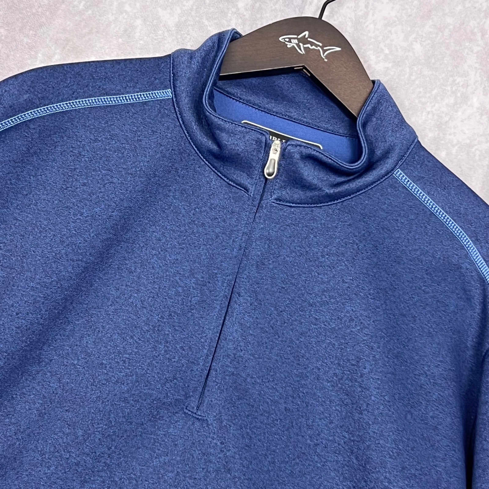 Pebble Beach Pullover Mens Large Blue Excellent Performance Quarter Zip Heather