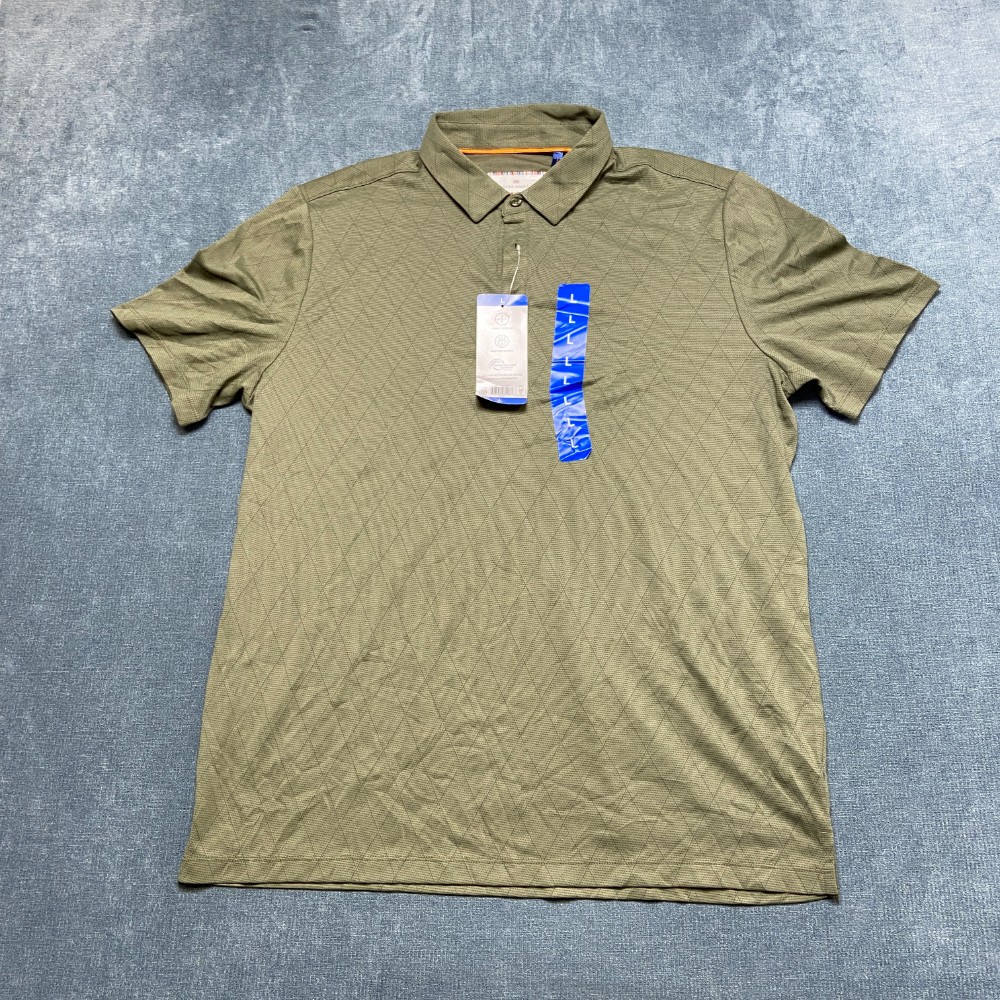 Modern Ambition Delightfully Technical Polo Shirt Mens Large Olive Green Cotton