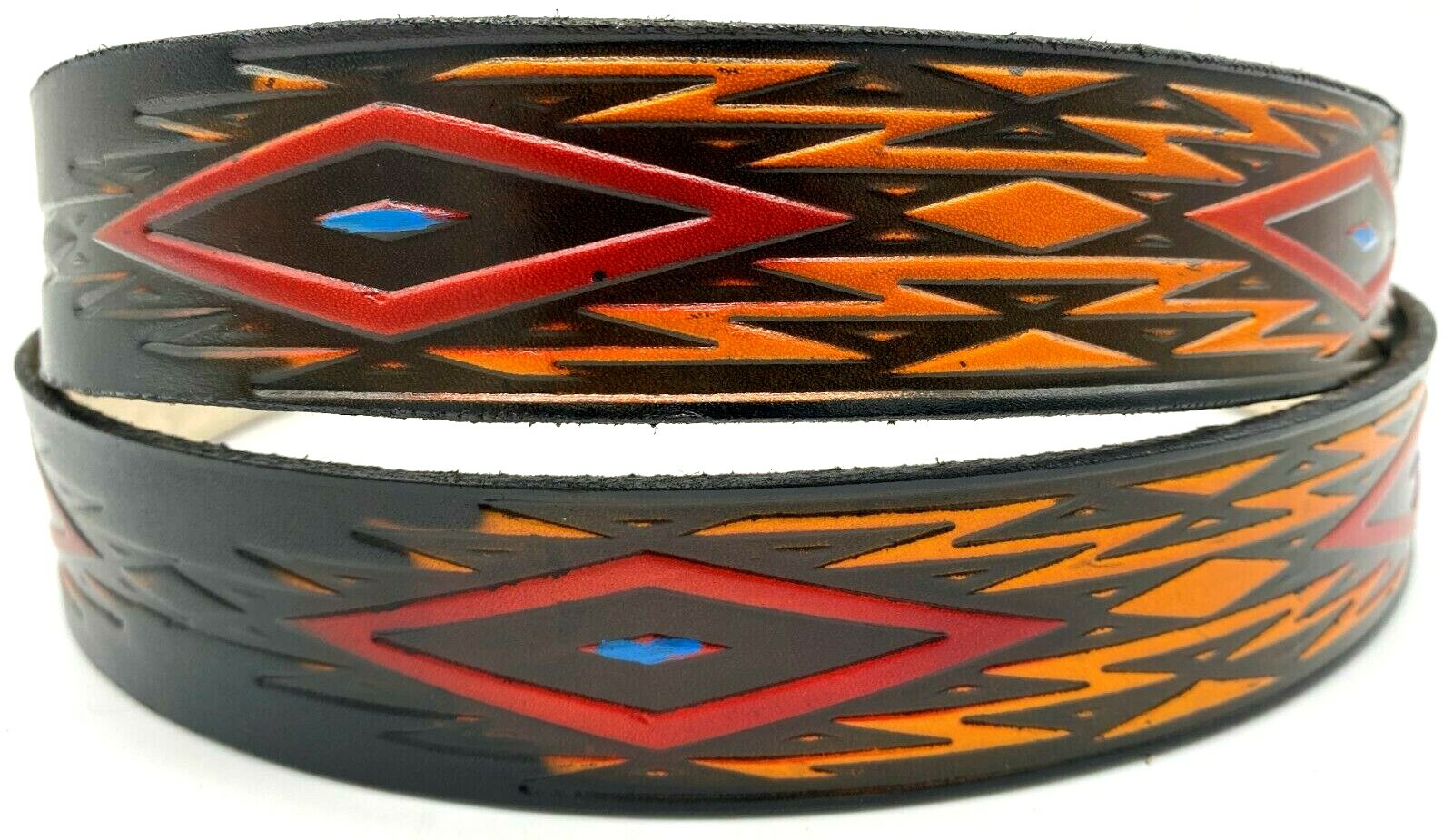 SOUTHWESTERN DESIGN EMBOSSED MOTORCYCLE COWHIDE LEATHER BELT SIZE 26-48 USA MADE