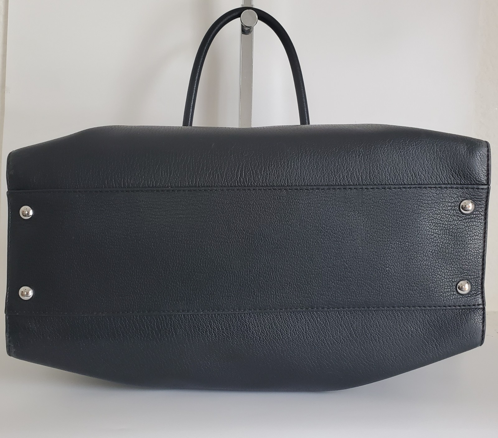 MK HAMILTON BLACK PEBBLED LEATHER SATCHEL HAND BAG SILVERSTONE HARDWARE MEDIUM