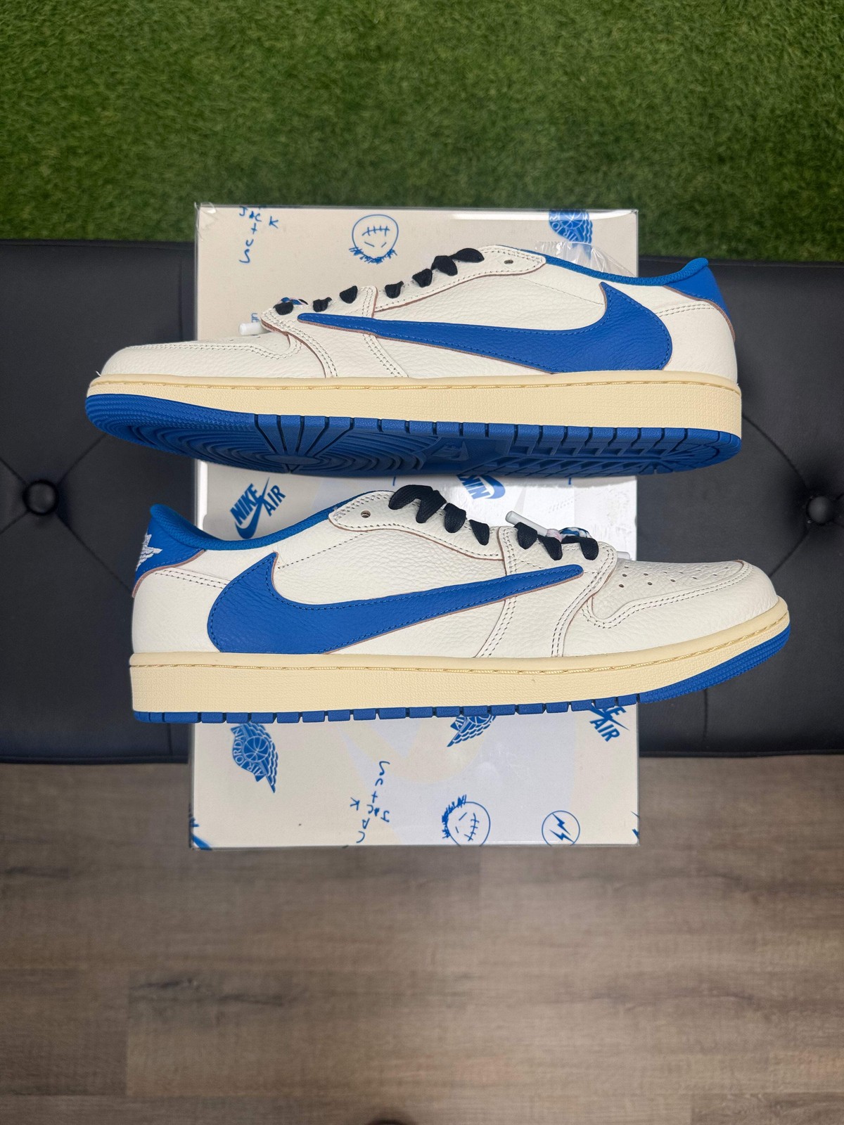 Jordan 1 Retro Low OG SP Fragment x Travis Scott Sail Military Blue – Size 14