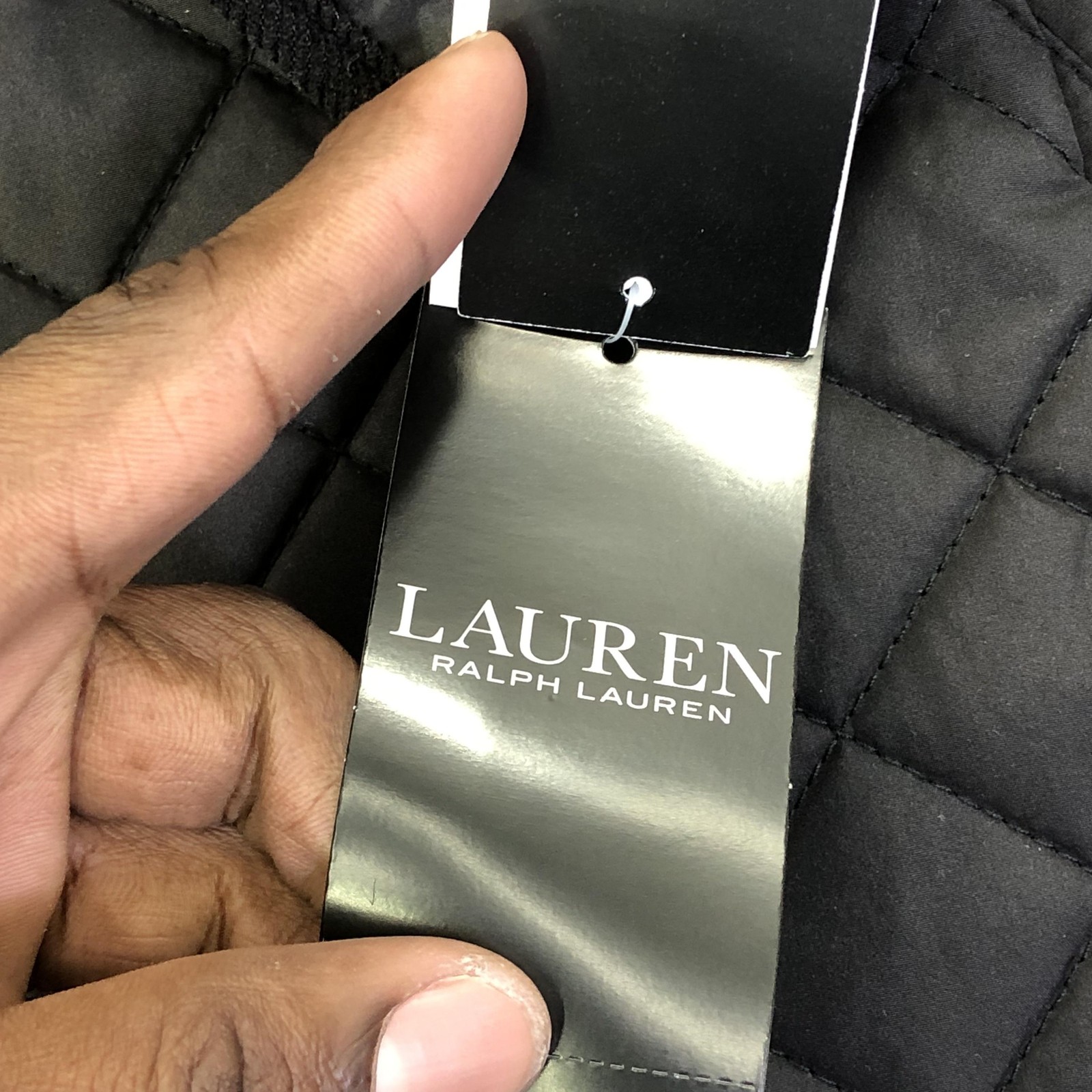 Lauren Ralph Lauren Quilted Jacket Womens 2X Plus Black Faux Fur Snap Lined