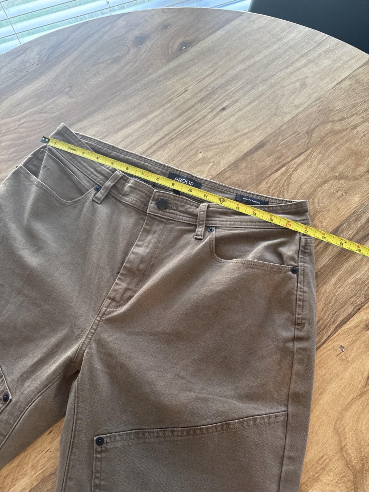 Proof Rover Double Knee Work Pant Mens 33×32 Athletic Taper Fit Beige Huckberry