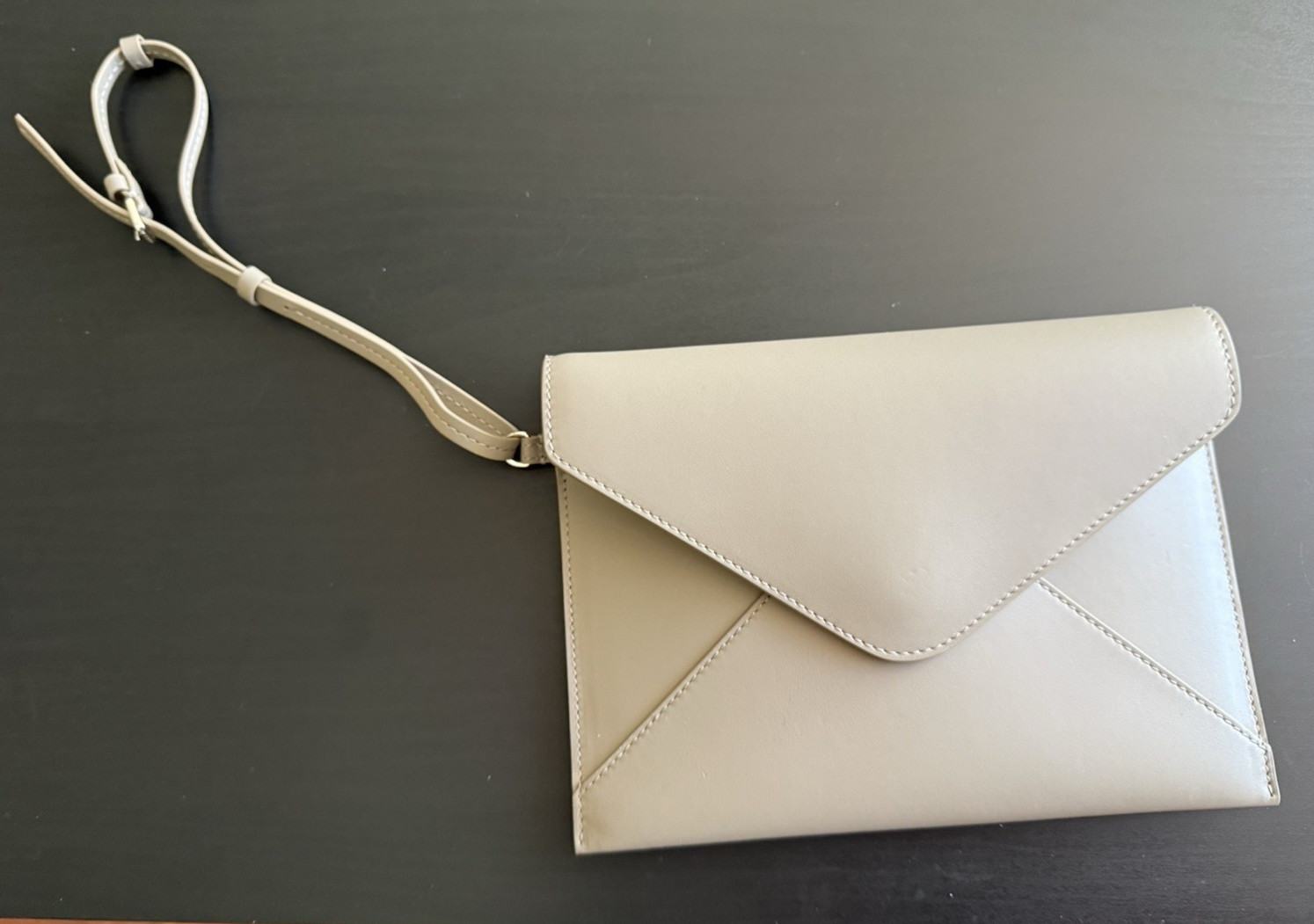 Lafayette 148 New York Leather Bag Envelope Clutch Made in Italy Taupe