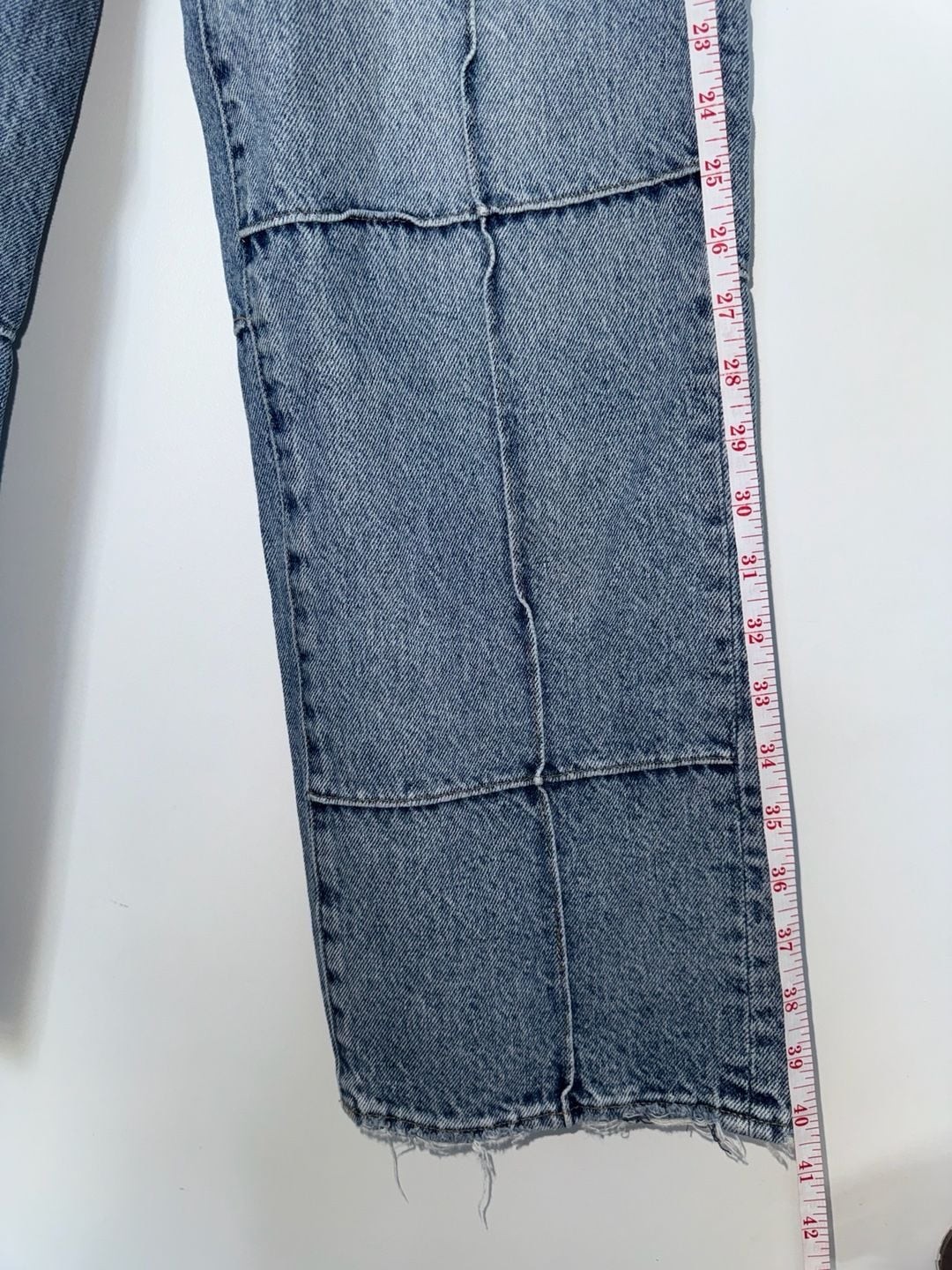 Pistola Size 28 High Rise Patchwork Straight Leg Jeans