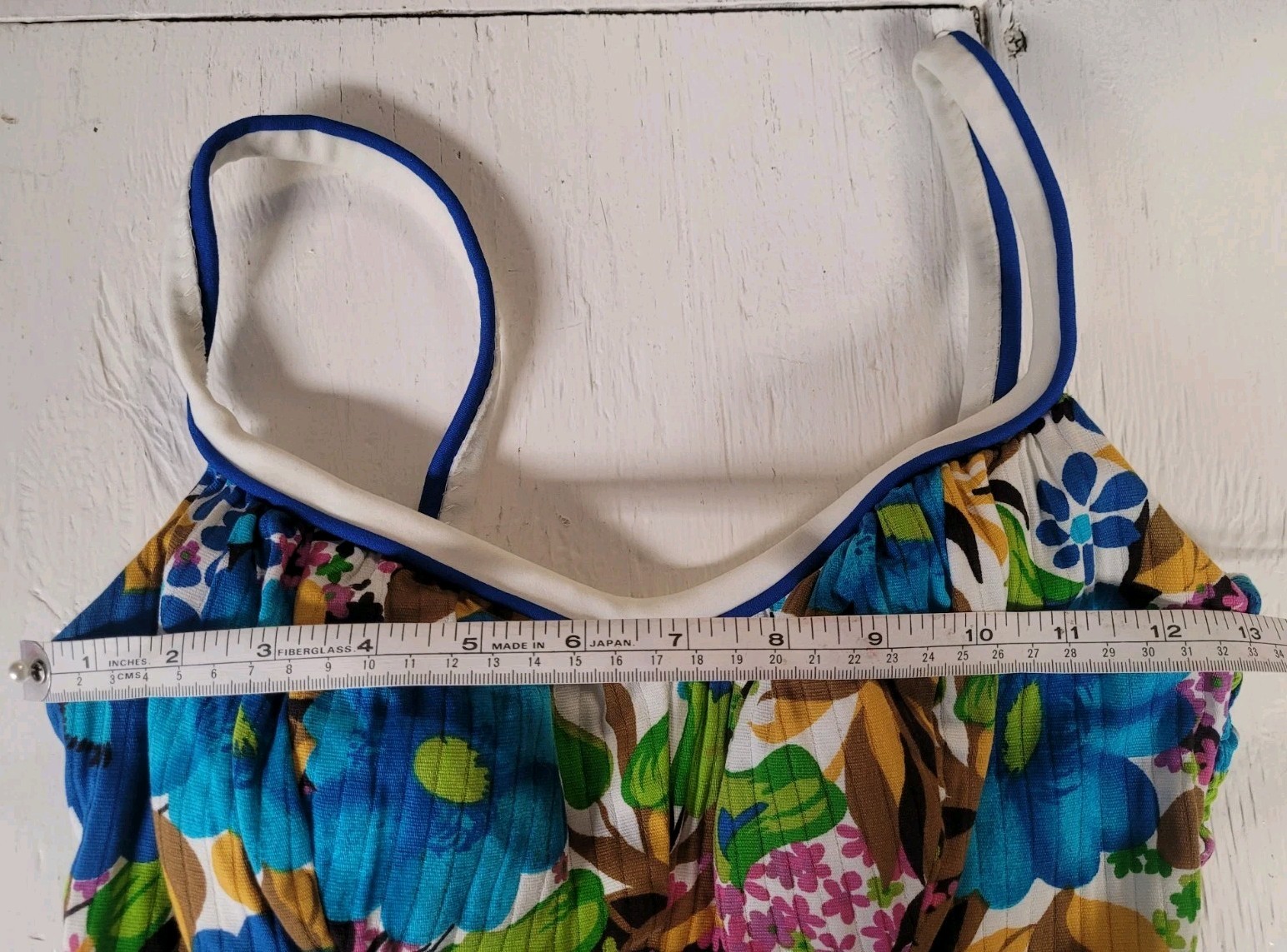 VINTAGE 60s SWIM DRESS DEWEESE DESIGN SWIM & SUN FASHIONS MOD FLORAL BEACH XS