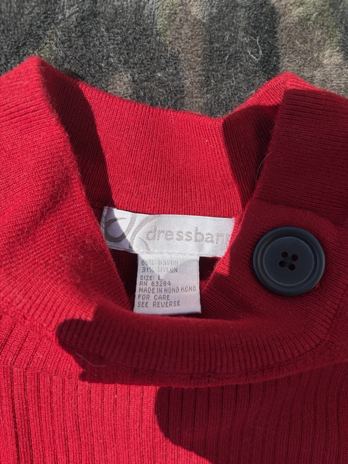 dressbarn Red High Neck Ribbed Pullover Sweater Button Accent Size S Knit 198